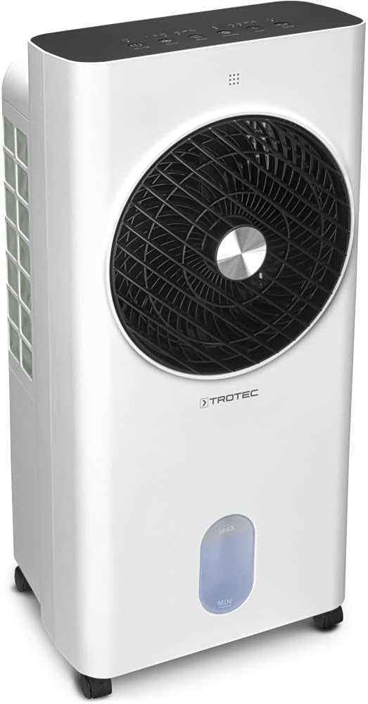 TROTEC Aircooler PAE 31 mobiler Luftkühler, 3-in-1 Luftkühler, Luftbefeuchter und Ventilator, 6 l Tank, 1,1 l/h Verdunstungsleistung, 3 Gebläsestufen, Timer, Nachtmodus