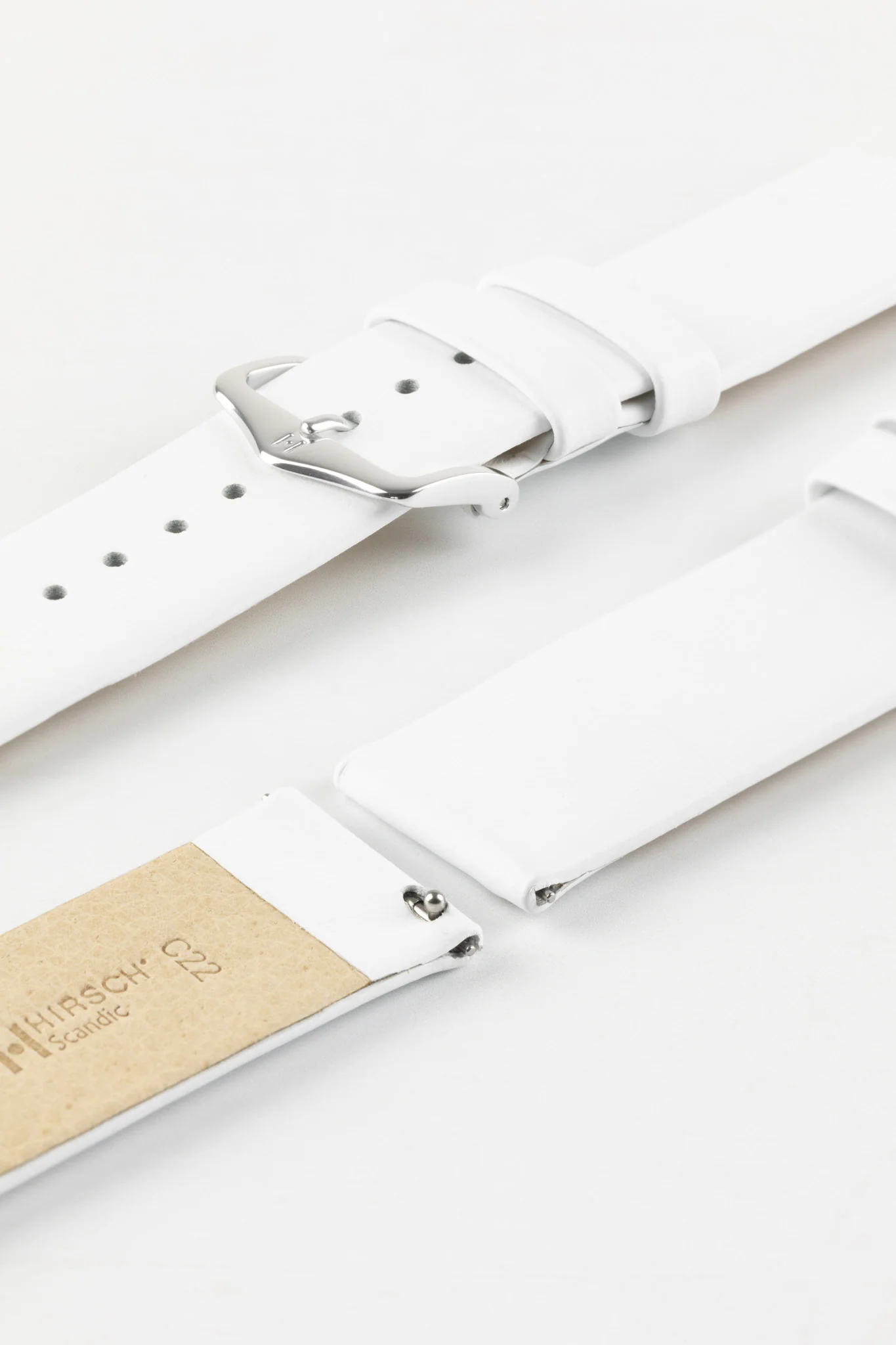 Hirsch SCANDIC Calf Leather Watch Strap in WHITE
