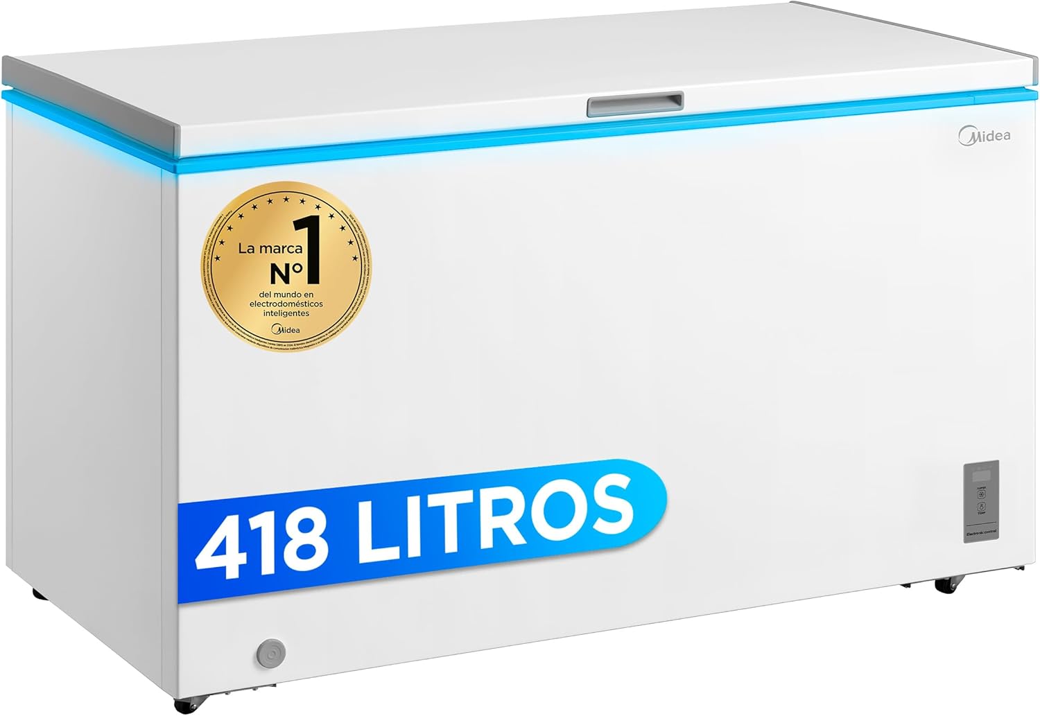 MIDEA Arcon Congelador Pequeño de 418L | Congelador Horizontal Convertible a Frigorífico con Motor Inverter, Control Electrónico de Temperatura, Cestas con Asa | Arcón Silencioso 41 db Bajo Consumo