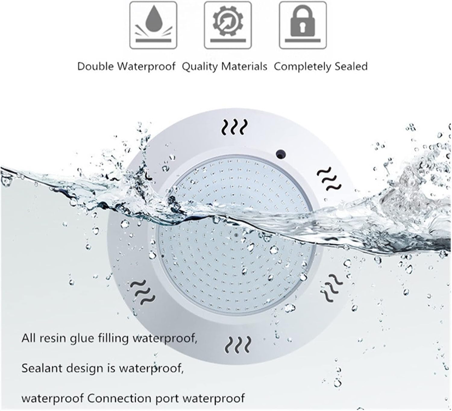 Mit Harzkleber gefüllte Schwimmbadbeleuchtung, LED-Unterwasserbeleuchtung, IP68, AC12V, RGB-Farbwechsel-Poollampen, superheller LED-Scheinwerfer Eine AtmosphäRe Schaffen(Cold White,35W)