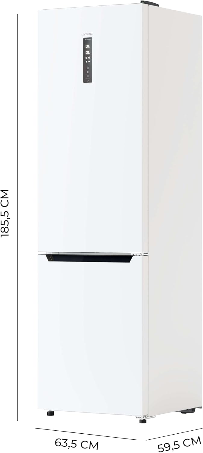Cecotec Kombi-Kühlschrank Bolero CoolMarket Combi 322T White D. Total No Frost, Inverter Plus Kompressor, Kühlschrank Weiß 185x60 cm, 322 l, Energieklasse D, Multi Air Flow, Schnellgefrier-Modus.