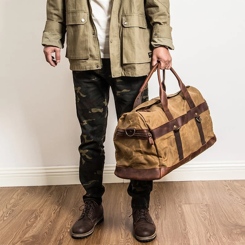 Waxed Canvas Duffle Bag Weekend Bag