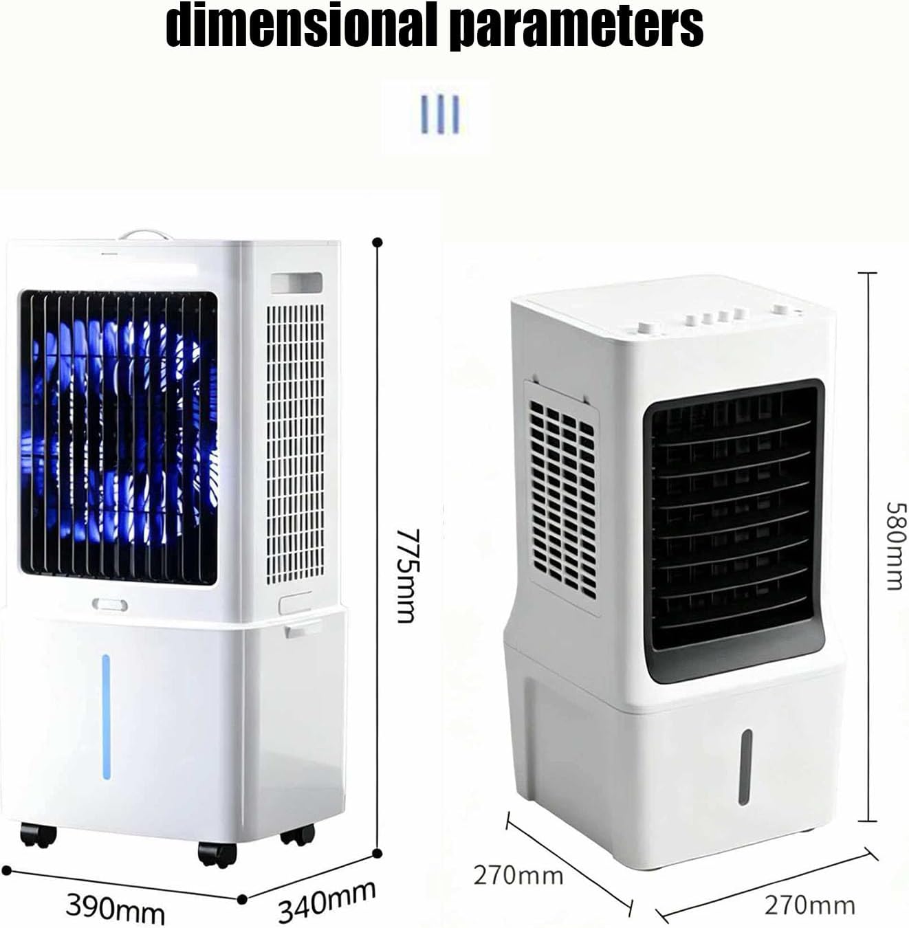 Fensterlose, tragbare Klimaanlage mit 60°-Oszillation, abluftloses Klimagerät, schlauchloser, leiser Verdunstungskühler mit Oszillation, Kühlbox-Ventilator für Schlafzimmer, Innen- und Außen