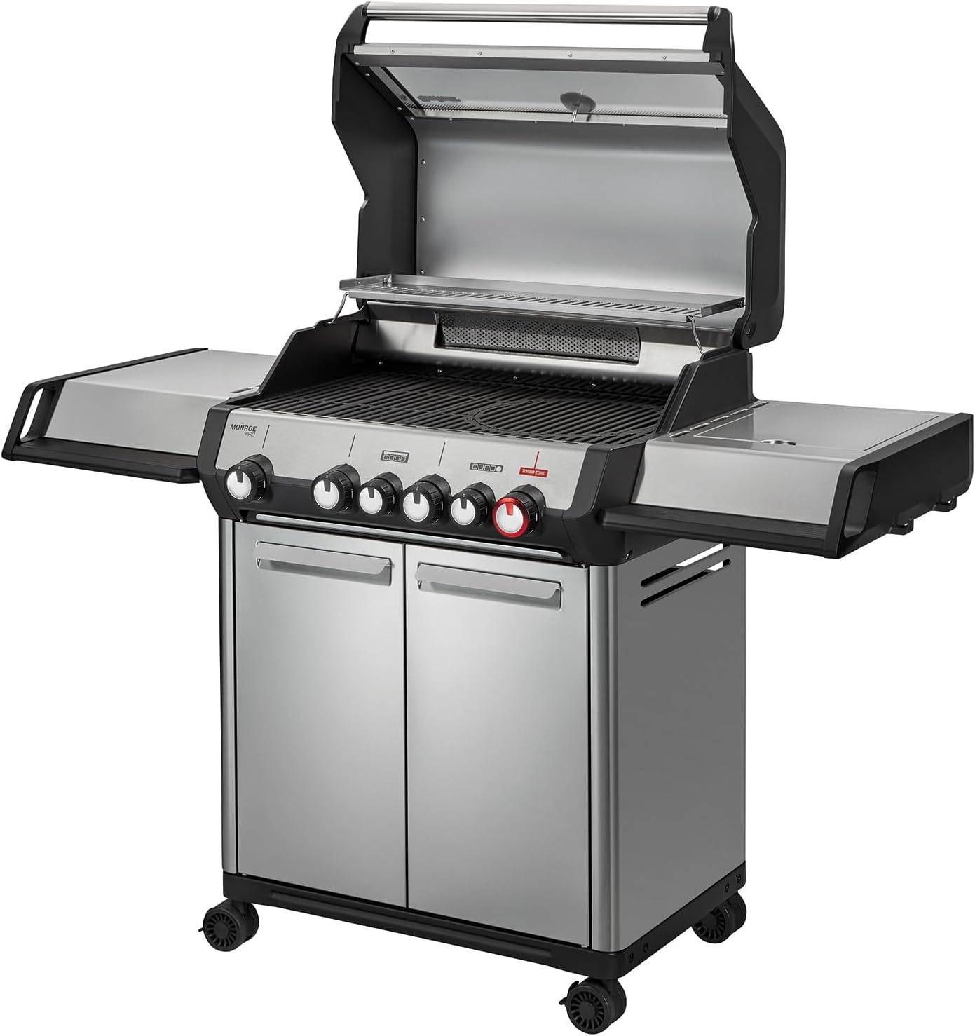 Enders® Gasgrill Monroe Pro 4 SIKR Turbo, 4-Brenner, mit Kocher und Infrarot-Heckbrenner, PanoVision Sichtfenster, Gussrost, Aluguss Grill, 800 °C TURBO ZONE™, SIMPLE CLEAN™, #8362