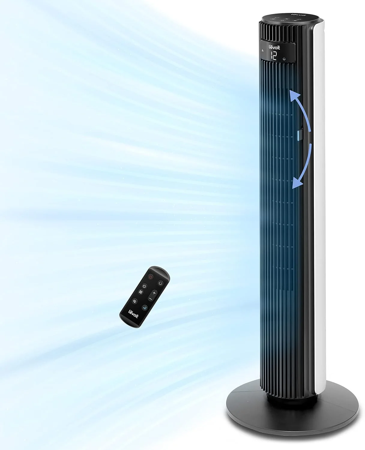 LEVOIT Smart 42 inch Tower Fan for Bedroom. DC motor. Oscillating with Quiet 26ft/s Velocity. 25dB Bladeless Floor Fan for Home Space. 12 Speeds. 4 Modes. 24H Timer with APP. Works with Alexa. Remoter
