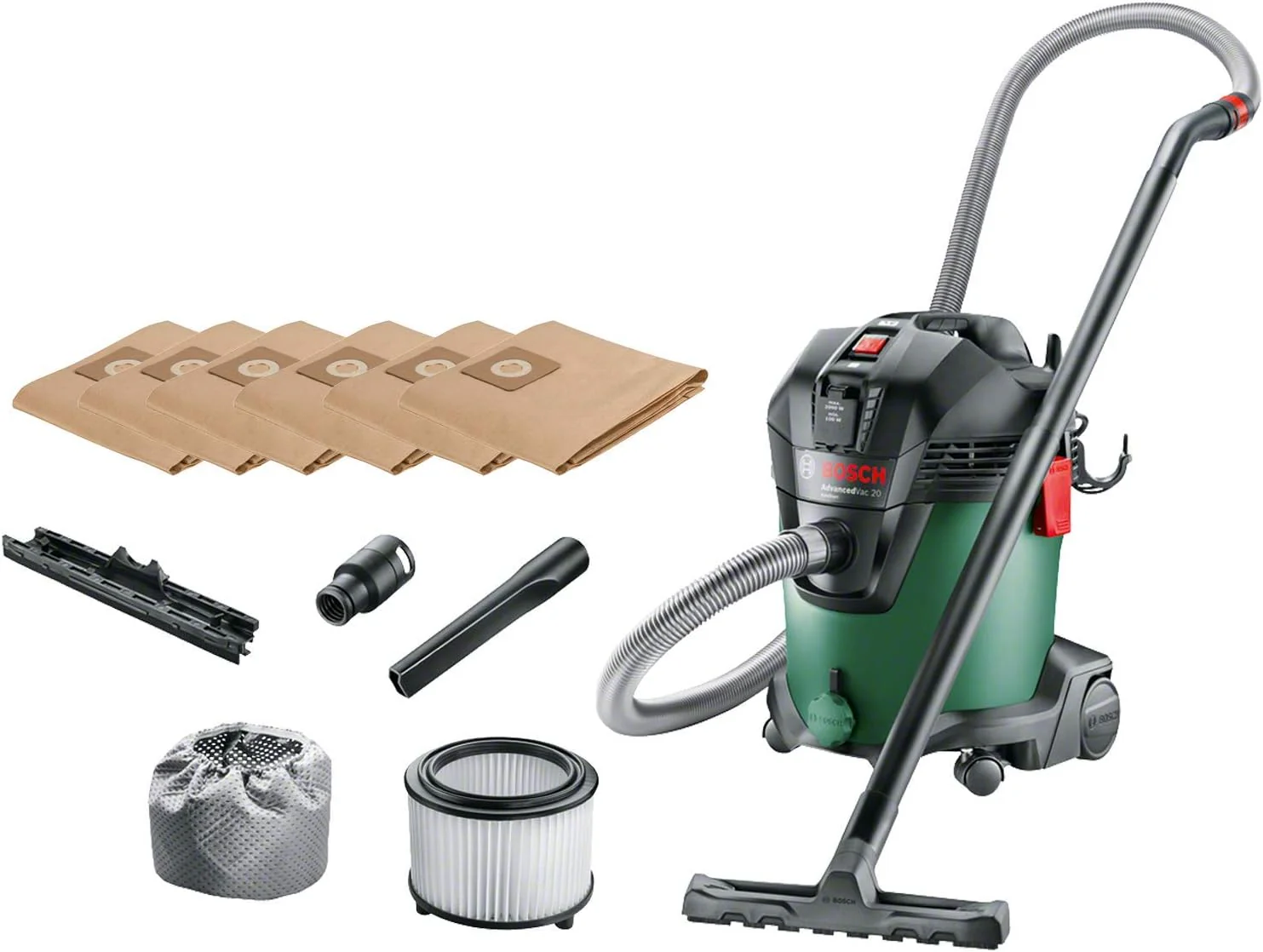 Bosch Nat- en droogzuiger AdvancedVac 20 (1200 watt, 20 liter inhoud, in doos)