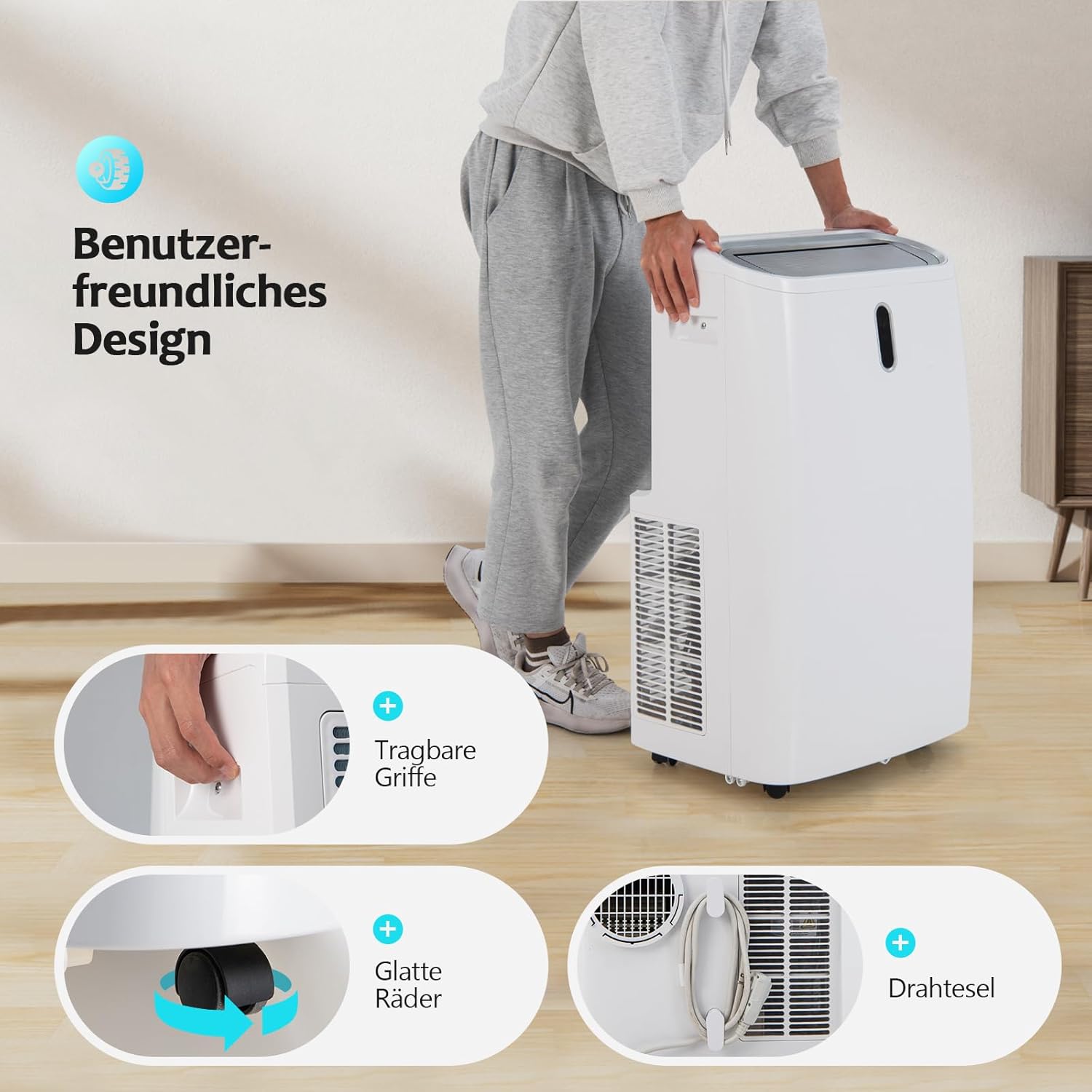 GOPLUS 16000 BTU Klimaanlage mit Abluftschlauch, 5 in 1 mobiles Klimagerät: Kühlen, Heizen, Entfeuchten, Belüften, Schlafmodus | für Raumgröße bis 30㎡ | 24H-Timer | App/Fernbedienung (16000BTU)