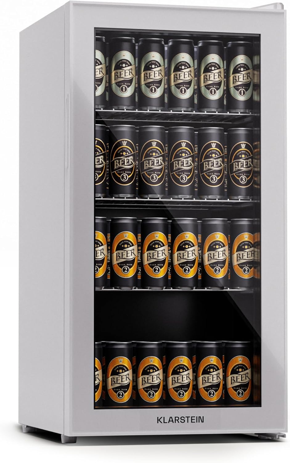 Klarstein Kühlschrank mit Glastür, Leiser Edelstahl-Kühlschrank, Indoor/Outdoor Getränkekühlschrank, Schmaler Weinkühlschrank für Getränke, 74L Kühlschrank mit Herausnehmbare Ablagen, 5-18°C