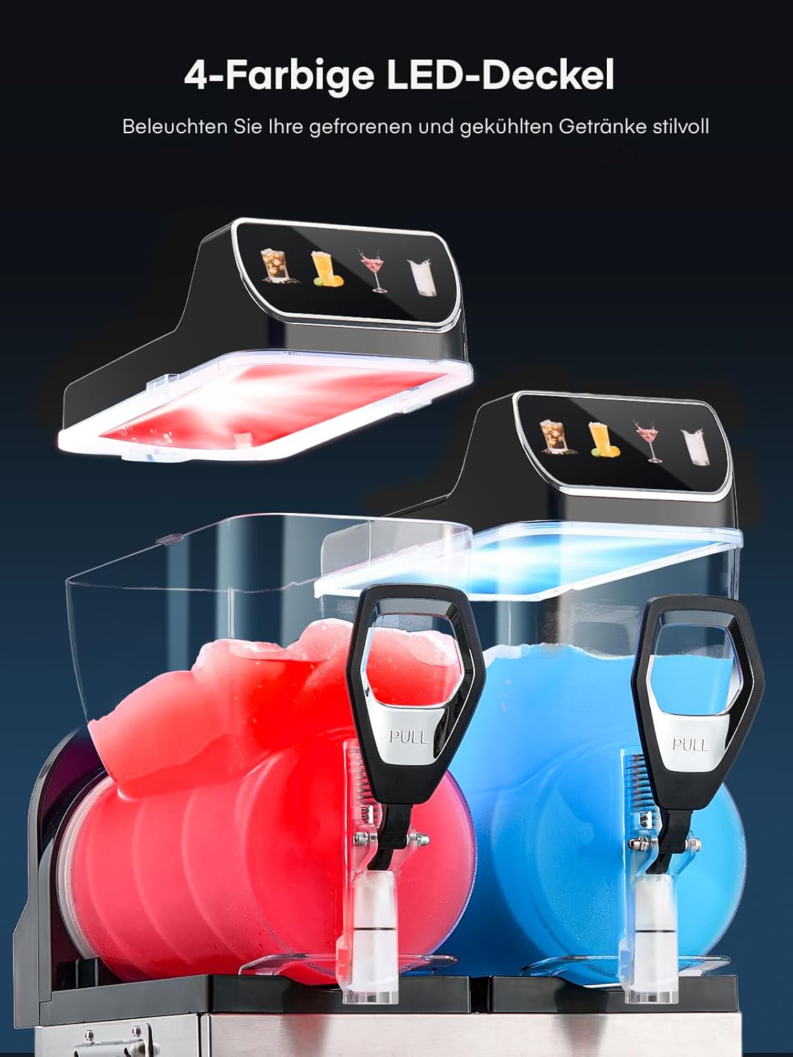 FOHERE Kommerzielle Slush Maschine, 30L Tanks Slush Eis Maschine,Unabhängige Tank Kontrolle, Slushie Maschine für Restaurants Café Bars Party