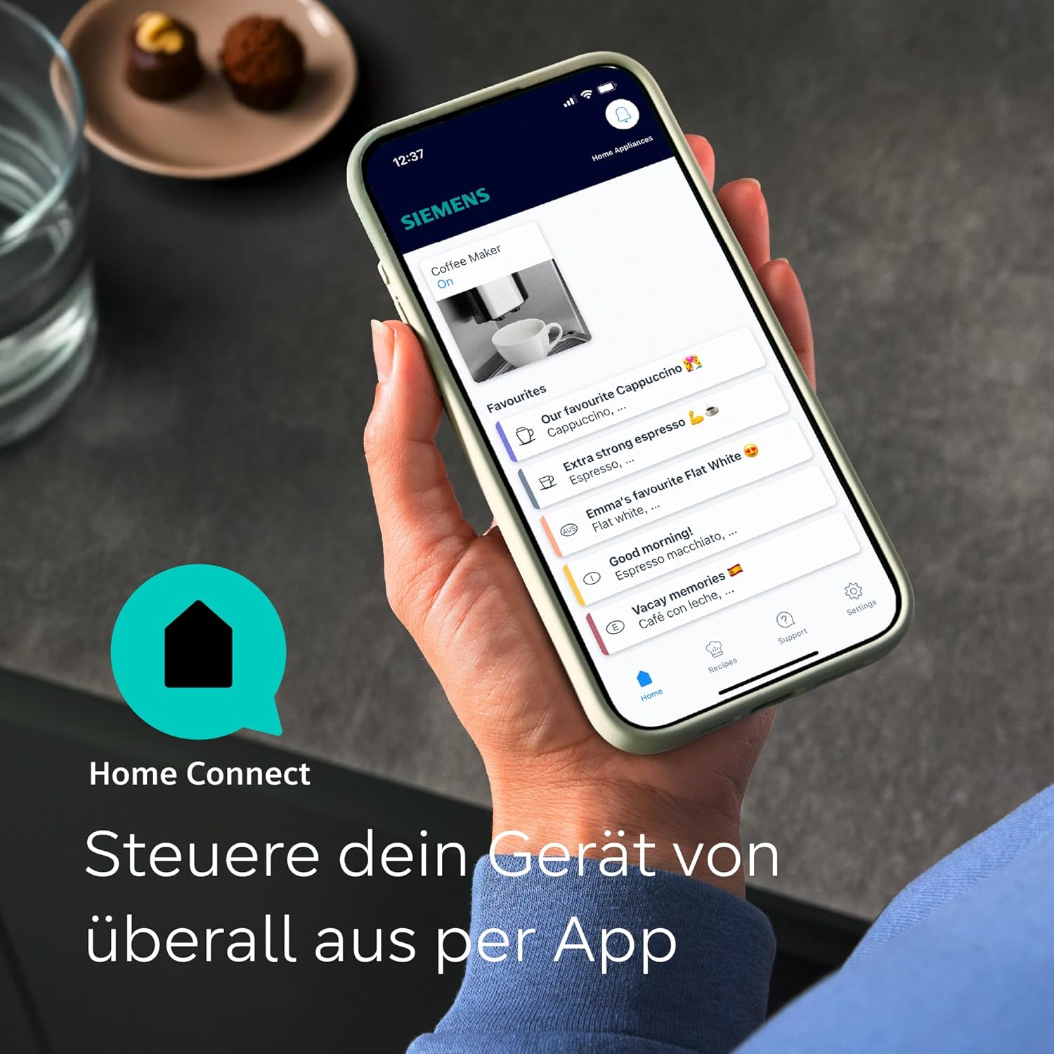 Siemens Kaffeevollautomat EQ900, großes farbiges TFT-Display, 36 Heiß- und Kaltgetränke, Cold Brew, super leise, Keramikmahlwerk, Doppeltassenfunktion, Steuerung per App, Edelstahl, TQ905D03