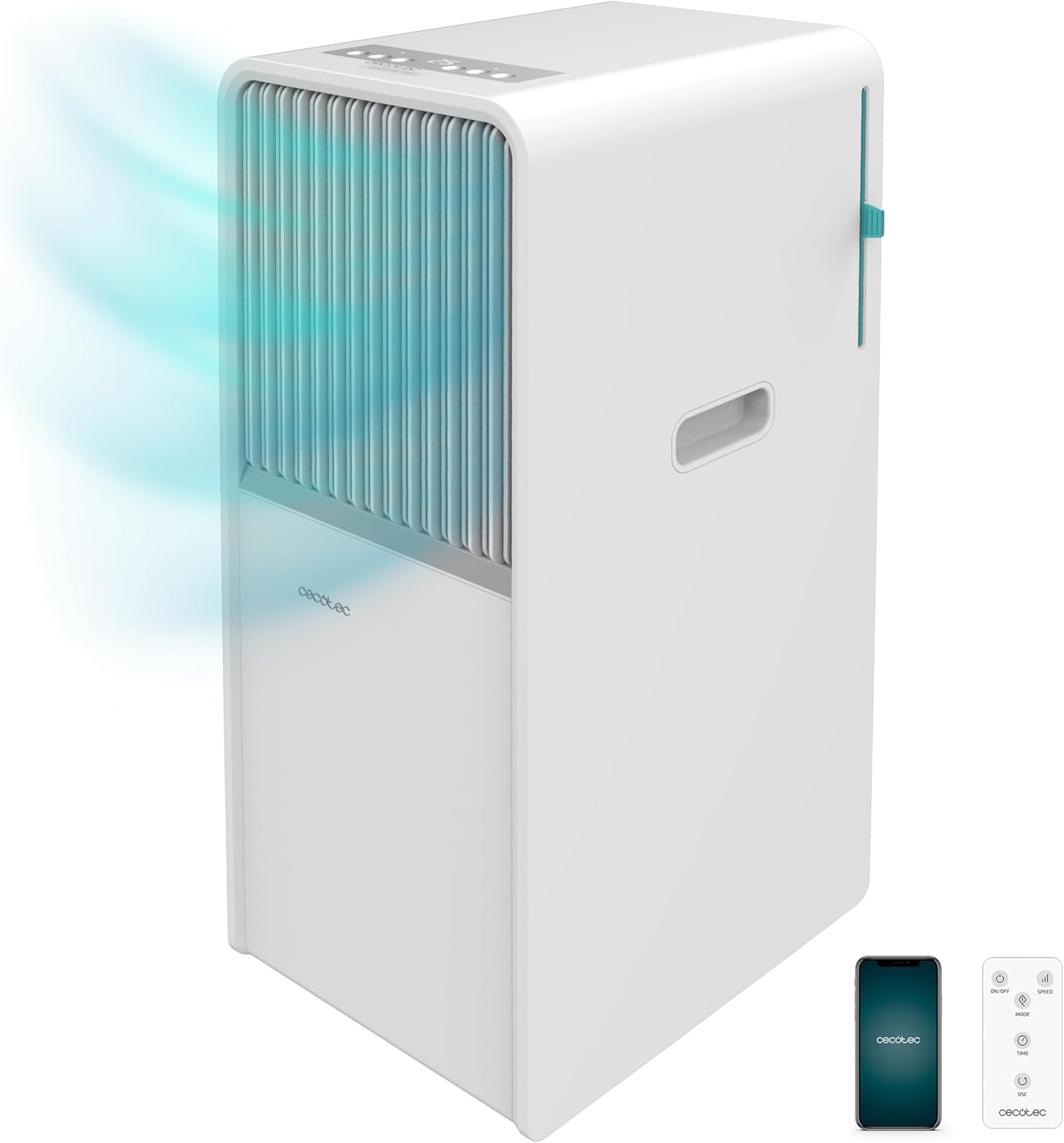 Cecotec - Mobile Klimageräte ForceClima 7550 Style Connected, 7000 BTU, Abdeckungsbereich 20 m2, Fernbedienung, Berührung, LED -Bildschirm, 4 Modi, 2 Geschwindigkeiten, Luftentfeuchter, Timer