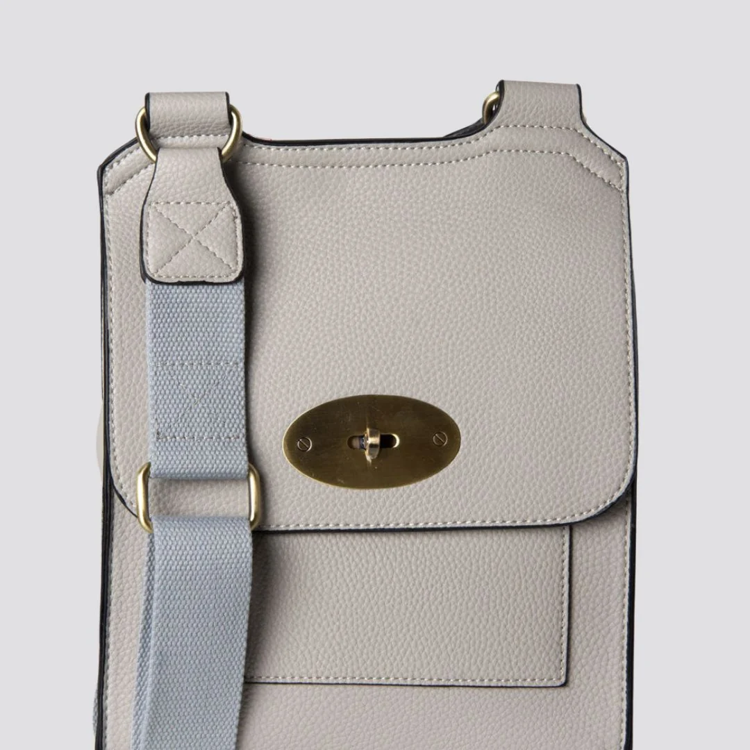 Lily Crossbody Messenger Bag | Pale Grey