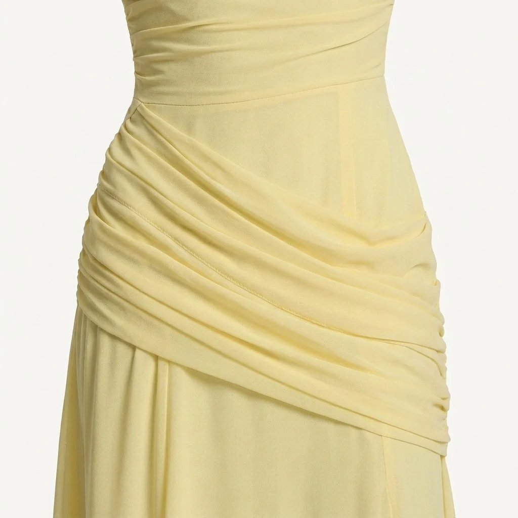 Damen Maxikleid mit Carr��-Ausschnitt und Raffung | Bodenlanges Abendkleid f��r Hochzeitsg?ste und festliche Anl?sse