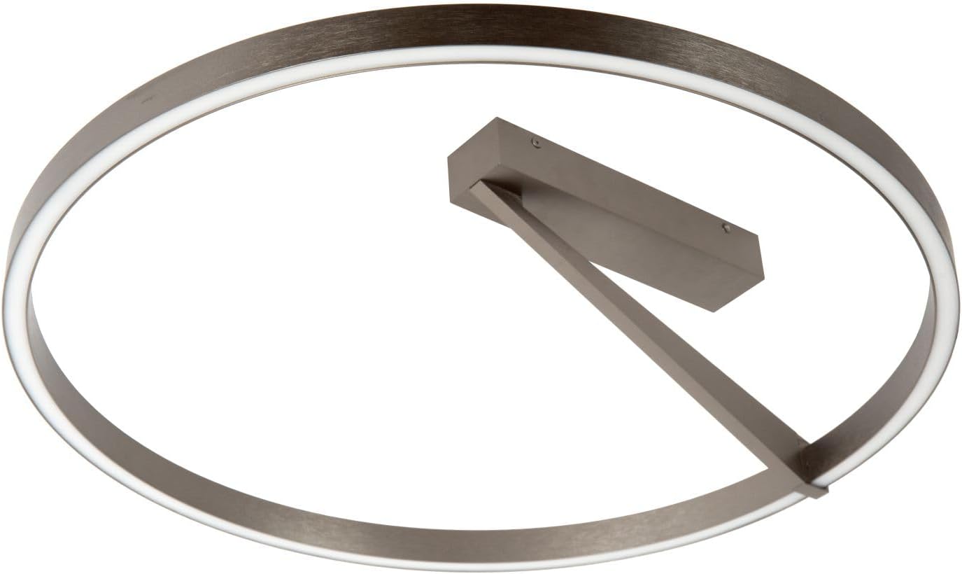 Licht-Erlebnisse LED Deckenleuchte Aluminium Grau Wohnzimmer Bad Fernbedienung Lichtring wohnlich 2200 K warmweiß L:60 cm Deckenlampe Modern