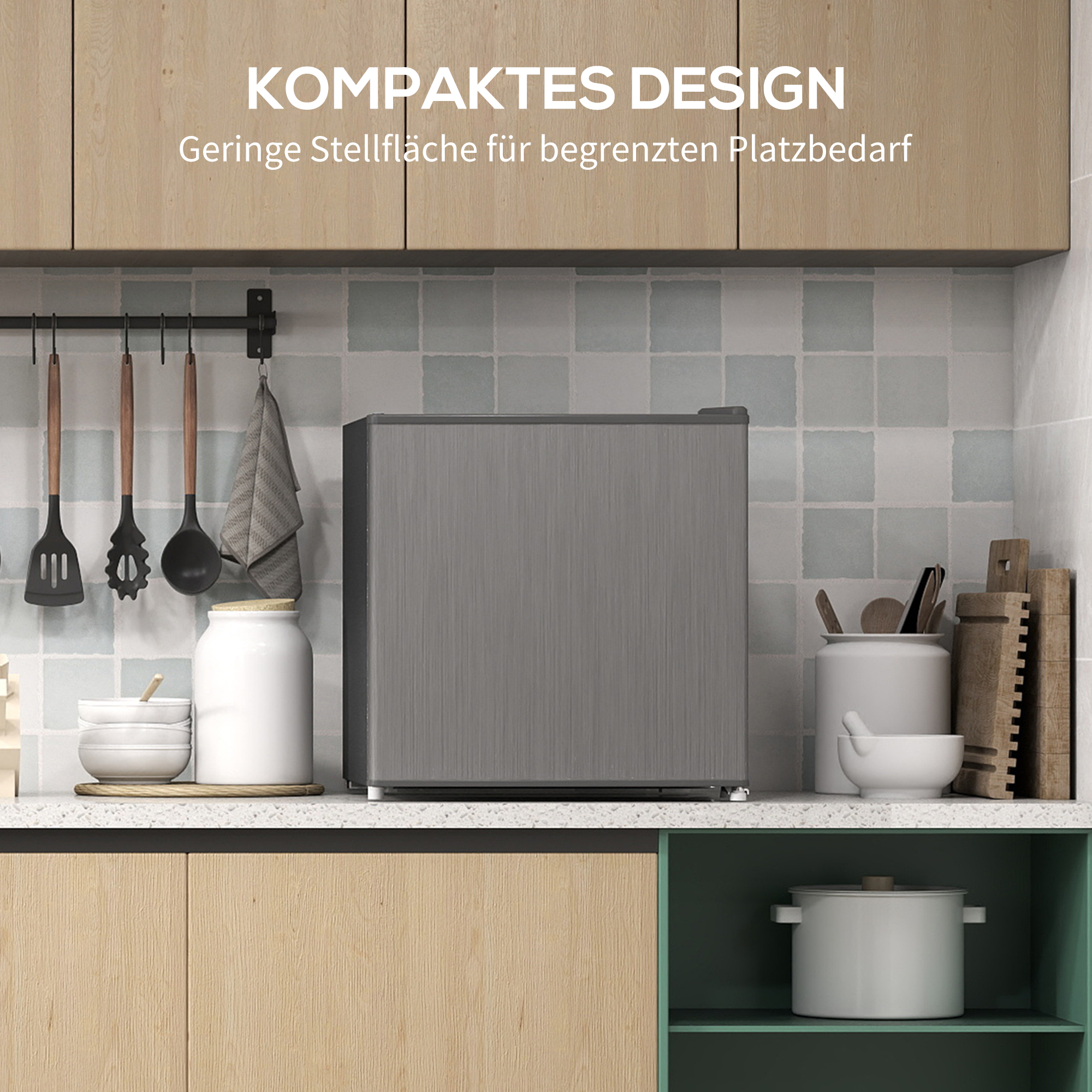 Mini-Vriezer 35 L, Electrische Vriesbox, Vrijstaand 161W, Mini Diepvrieskist 47 x 44,2 x 48,8 cm, Grijs