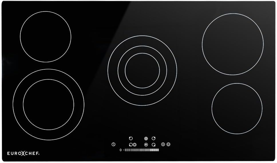 EuroChef 90cm Ceramic Cooktop with 5 Zones, 8900W Electric, Adjustable FlexiZone