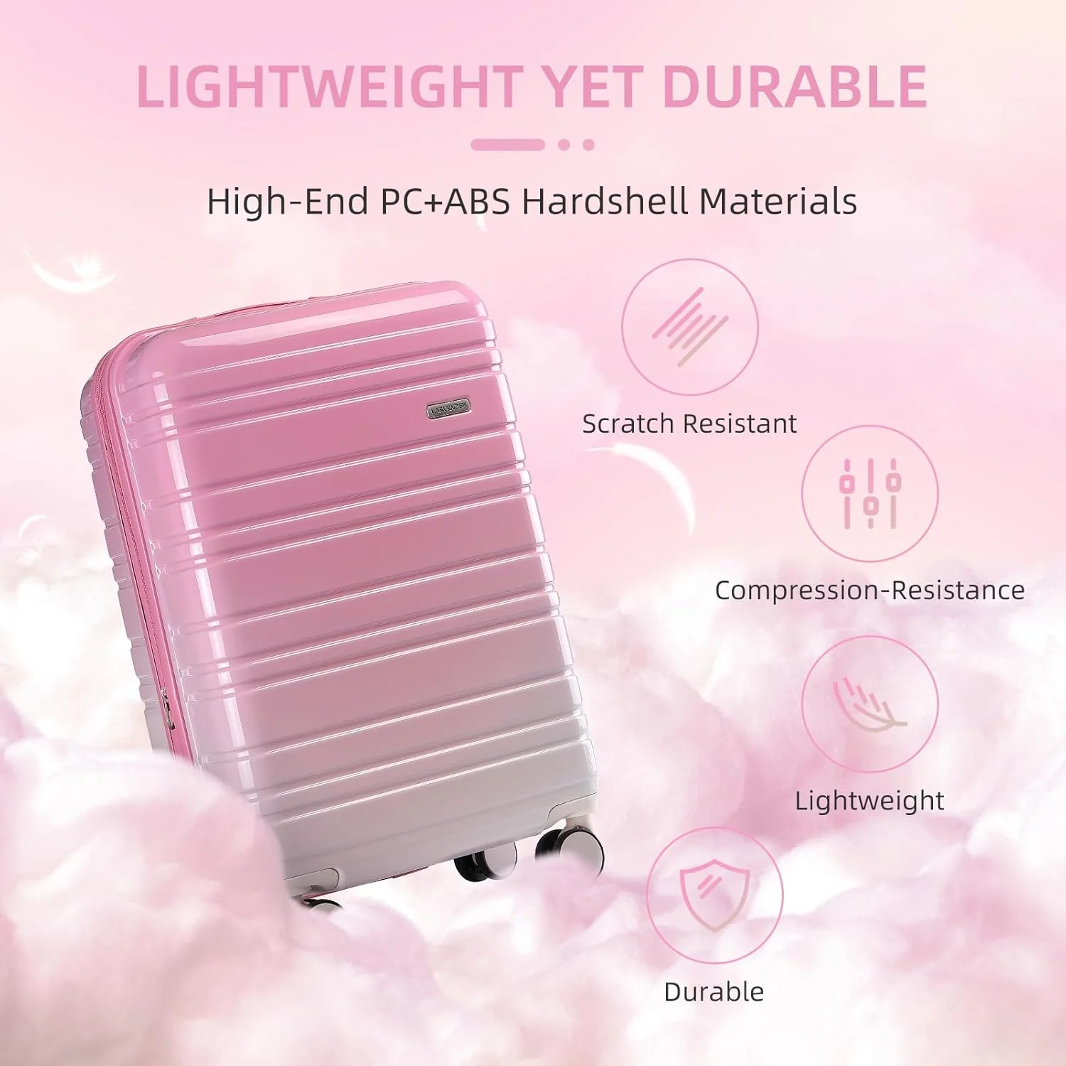 6-piece luggage set, expandable hardshell suitcase set with spinner wheels, lightweight rolling luggage set