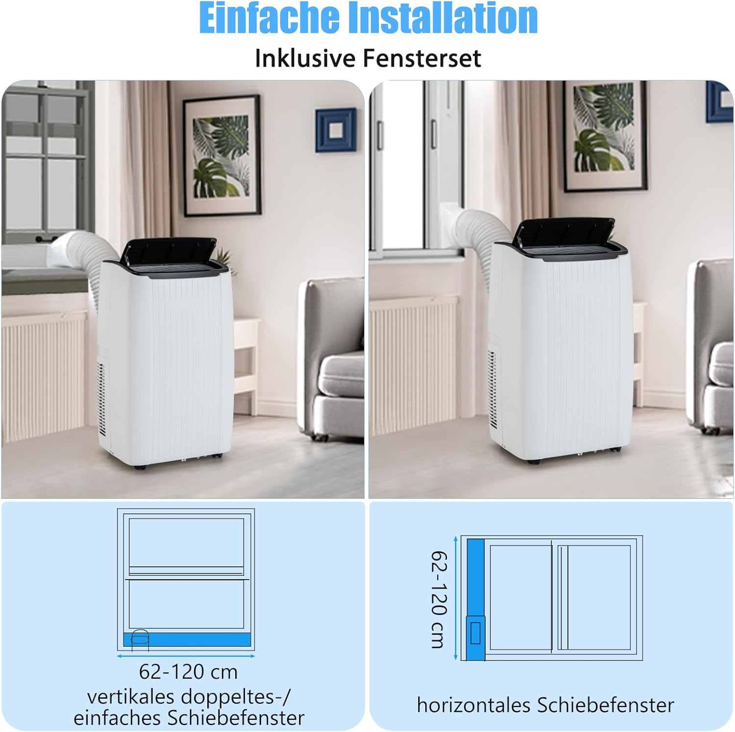 GOPLUS Klimaanlage mit Abluftschlauch, mobiles Klimagerät | 5 in 1: Kühlen, Heizen, Entfeuchten, Belüften, Auto | Schlafmodus | App Steuerung | 1-24H Timer | für Räume bis zu 42㎡ (12000 BTU)