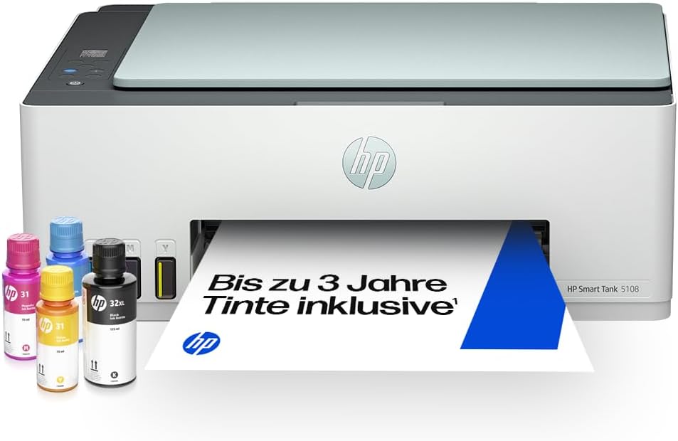 Smart Tank 5108 3-in-1 Multifunktionsdrucker (WLAN; Mobiles Drucken) – 3 Jahre Tinte inklusive, 3 Jahre Garantie, großer Tintentank, hohe Reichweite, Drucken in hoher Qualität