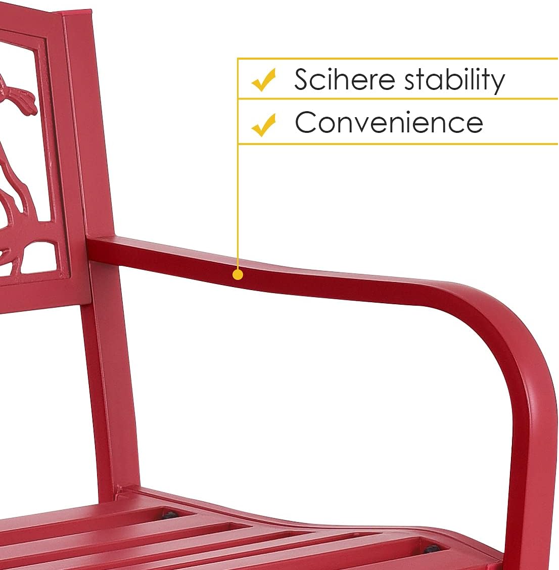 GIANTEX Gartenbank 2 Sitzer, Parkbank aus Metall, Eisenbank bis 280 kg belastbar, Terrassenbank mit Rücken- & Armlehnen, Sitzbank im Retro-Stil für Garten, Balkon, Terrasse, 127 x 59.5 x 87.5 cm rot