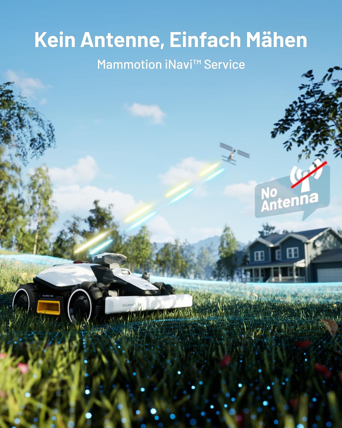 MAMMOTION LUBA 2 AWD 3000X Mähroboter ohne Begrenzungskabel, NetRTK+Vision, Keine RTK-Antenne erforderlich, Auto-Kartierung, Empf. 3000m², Max. 3600m², mit 4G-Modul, 80% Steigung