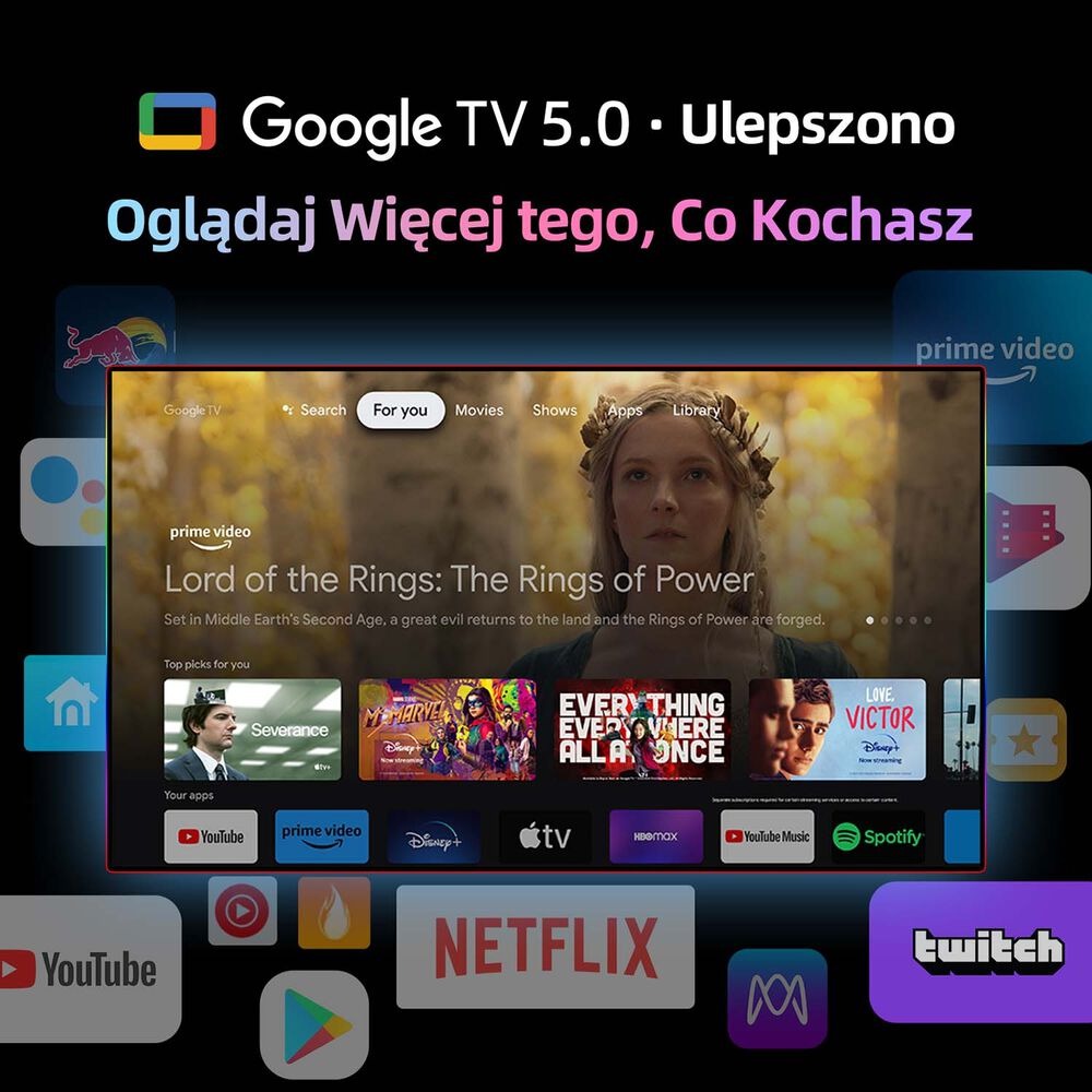 Telewizor 55” CHiQ U55QM9, bezramkowy, 4K Ultra HD, Google TV