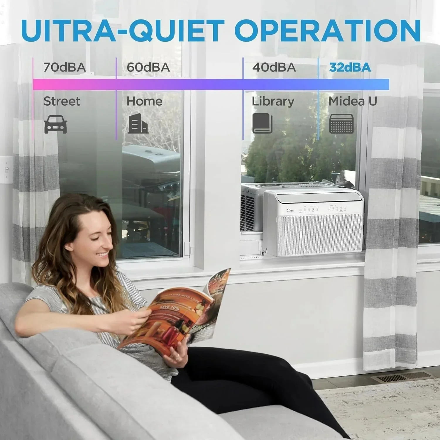 Midea 12,000 BTU U-shaped smart inverter window air conditioner cools rooms up to 550 square feet