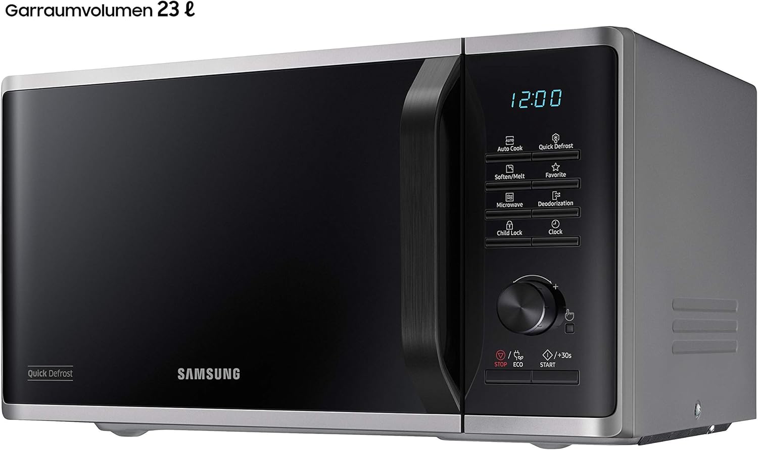 MS2AK3515AS/EG Mikrowelle, 800 W, 23 ℓ Garraum, 48,9 cm Breite, Kratzfester Keramik-Emaille-Inneraum, QuickDefrost Auftauprogramme, Silber