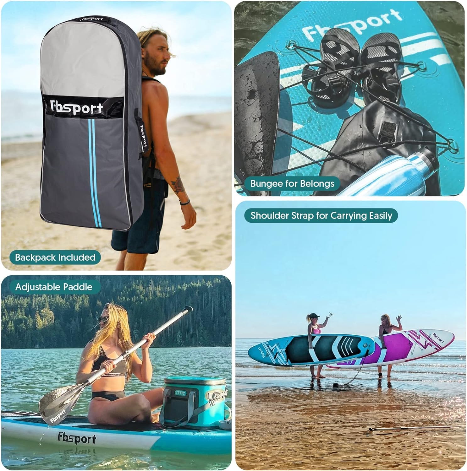 Premium-Stand-Up-Paddle-Board, Yoga-Board mit strapazierf?higem SUP-Zubeh?r und Tragetasche | Breiter Stand, Surf-Kontrolle, rutschfestes Deck, Leine, Paddel und Pumpe f��r Jugendliche und Erwachsene