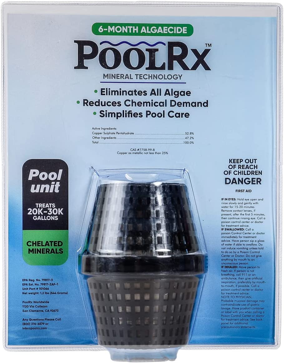 PoolRx 6-Month Algaecide Unit #101066, Treats 20k-30k Gallons, Black – Simplifies Pool Care