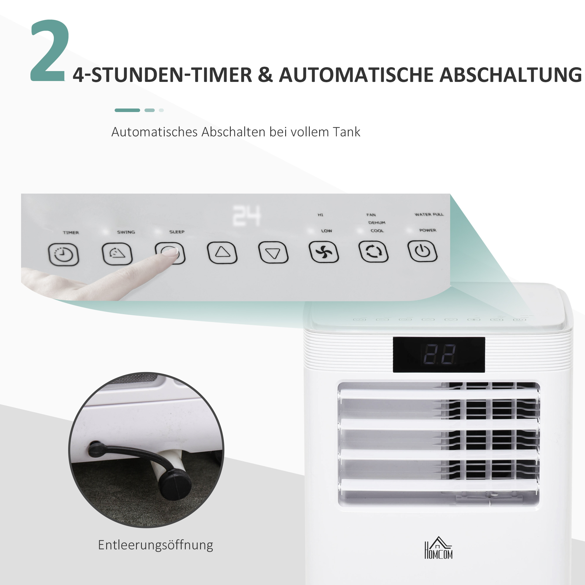 Mobiele airconditioner airconditioner 4 modi afstandsbediening 24u timer ABS wit