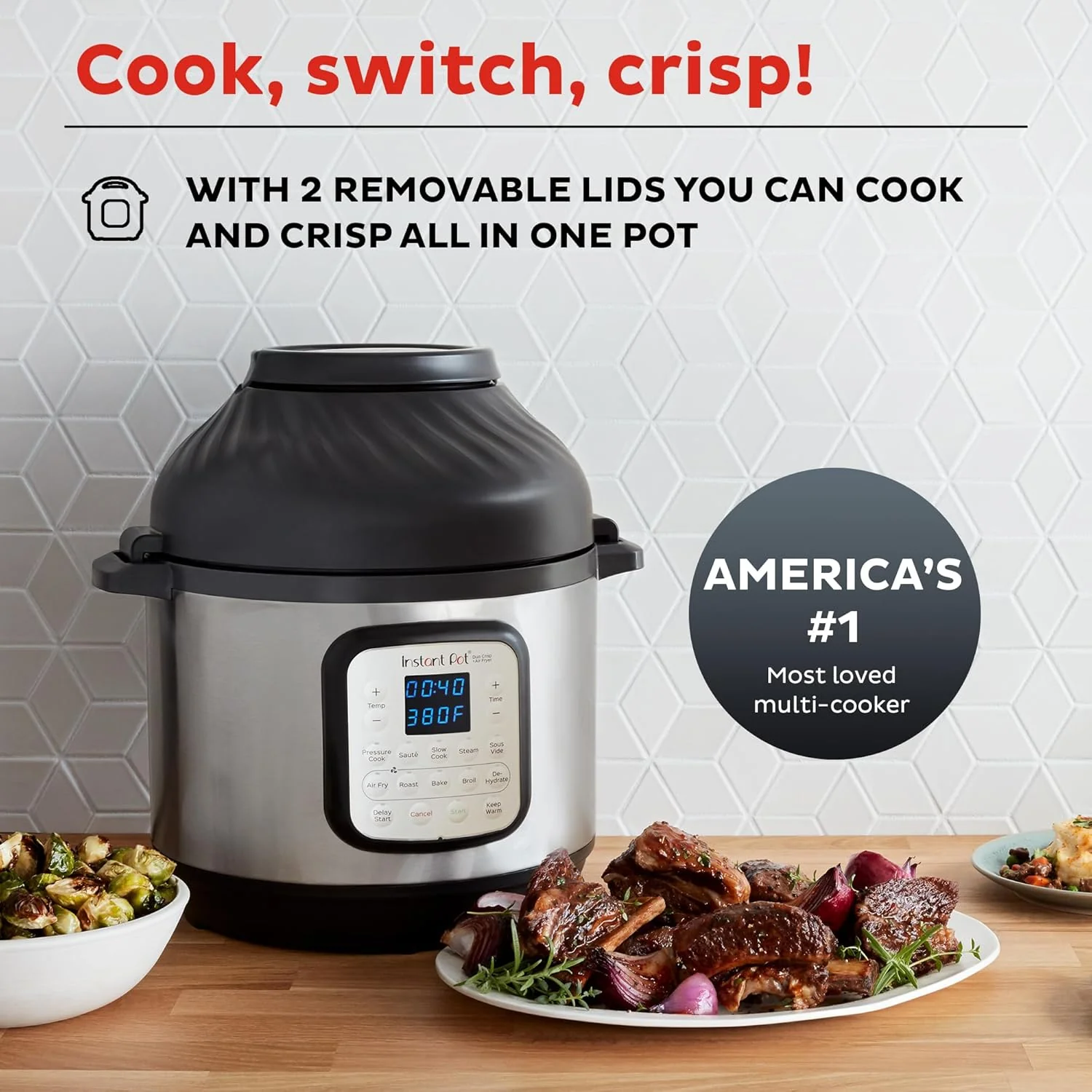 Instant Pot Duo Crisp 11-in-1 Air Fryer and Electric Pressure Cooker Combo with Multicooker Lids that Air Fries