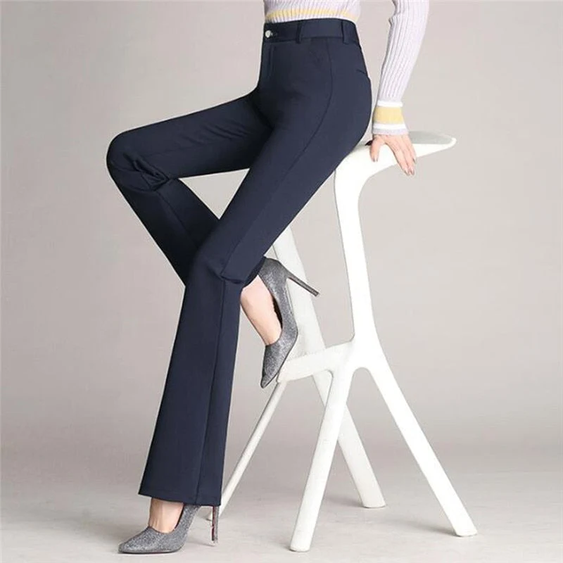 Elegante Stoffhose Damen High Waist | Weit geschnittene Business Hose mit A-Linie | Knitterfreie Hose f��r B��ro und Freizeit