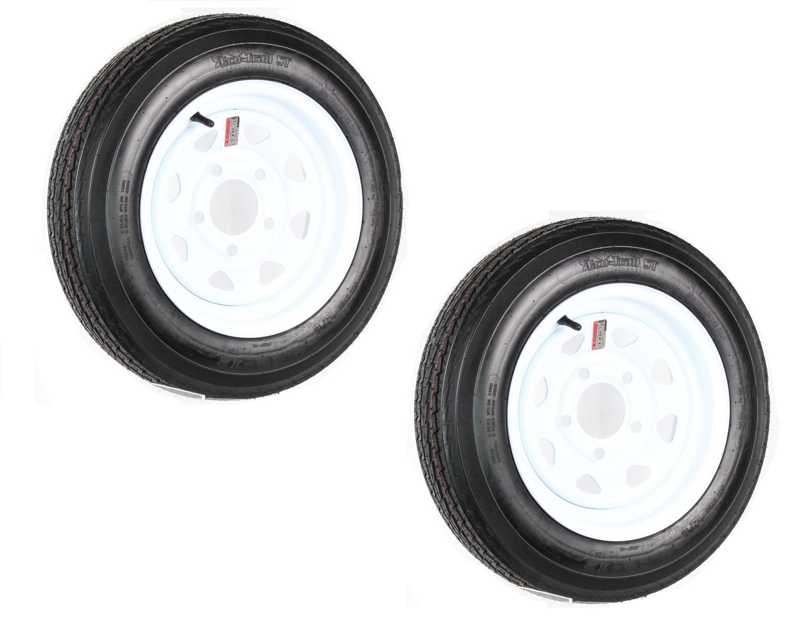2-Pk Trailer Tire On Rim 480-12 4.80-12 4.80×12 in. LRC 5 Hole White Spoke Wheel