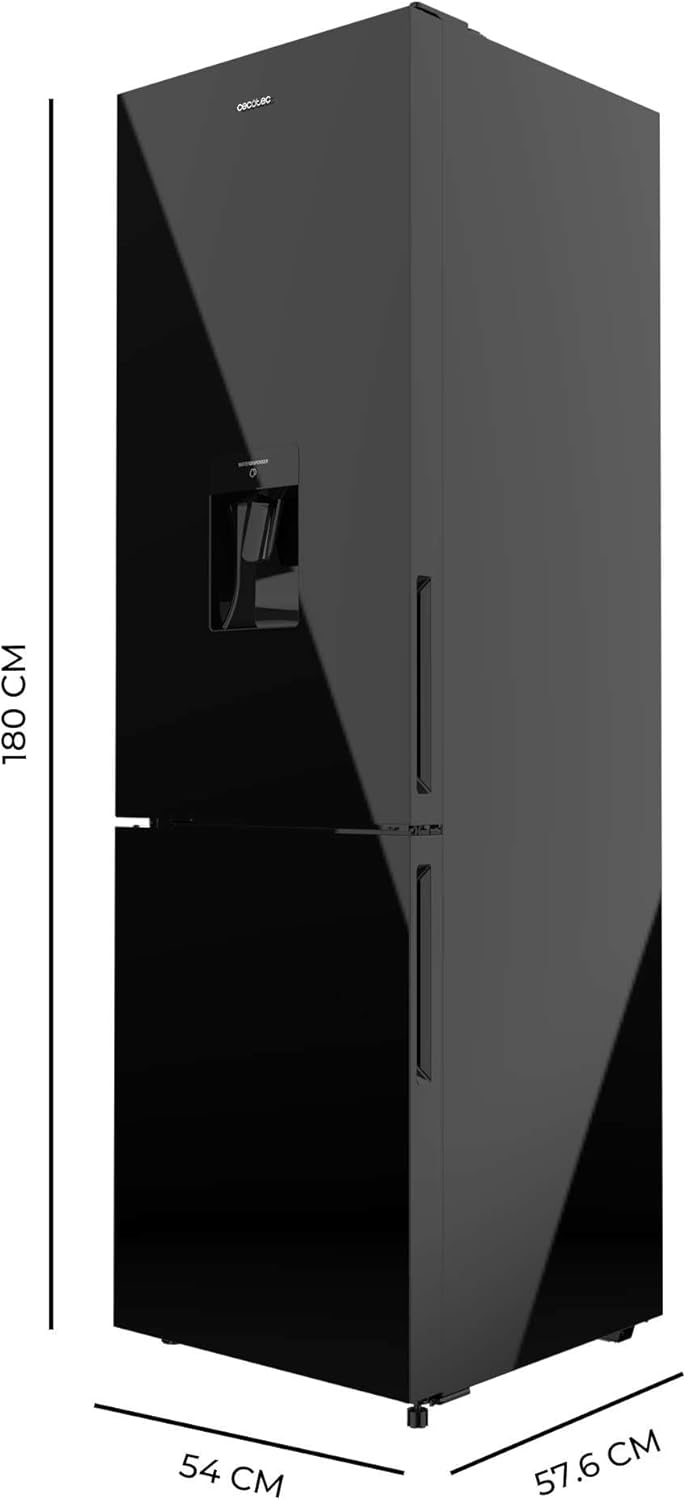 Cecotec Kühl-Gefrierkombination Bolero CoolMarket Combi 250 WD Grey Glass D. Inverter Plus Kompressor Kühl-Gefrierkombination Graues Glas 180x55cm, 250L, No Frost, Wasserspender, Energieklasse D