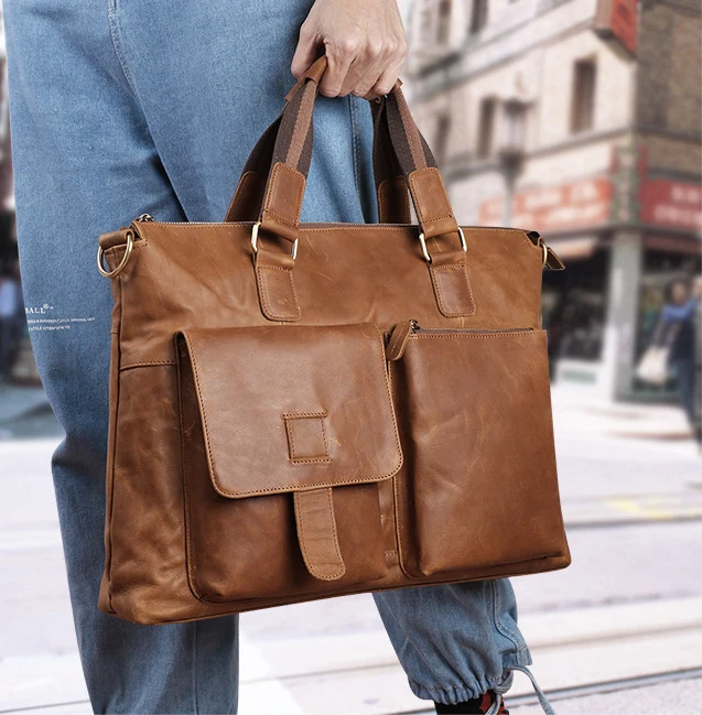Men's Leather Business Briefcase for 17