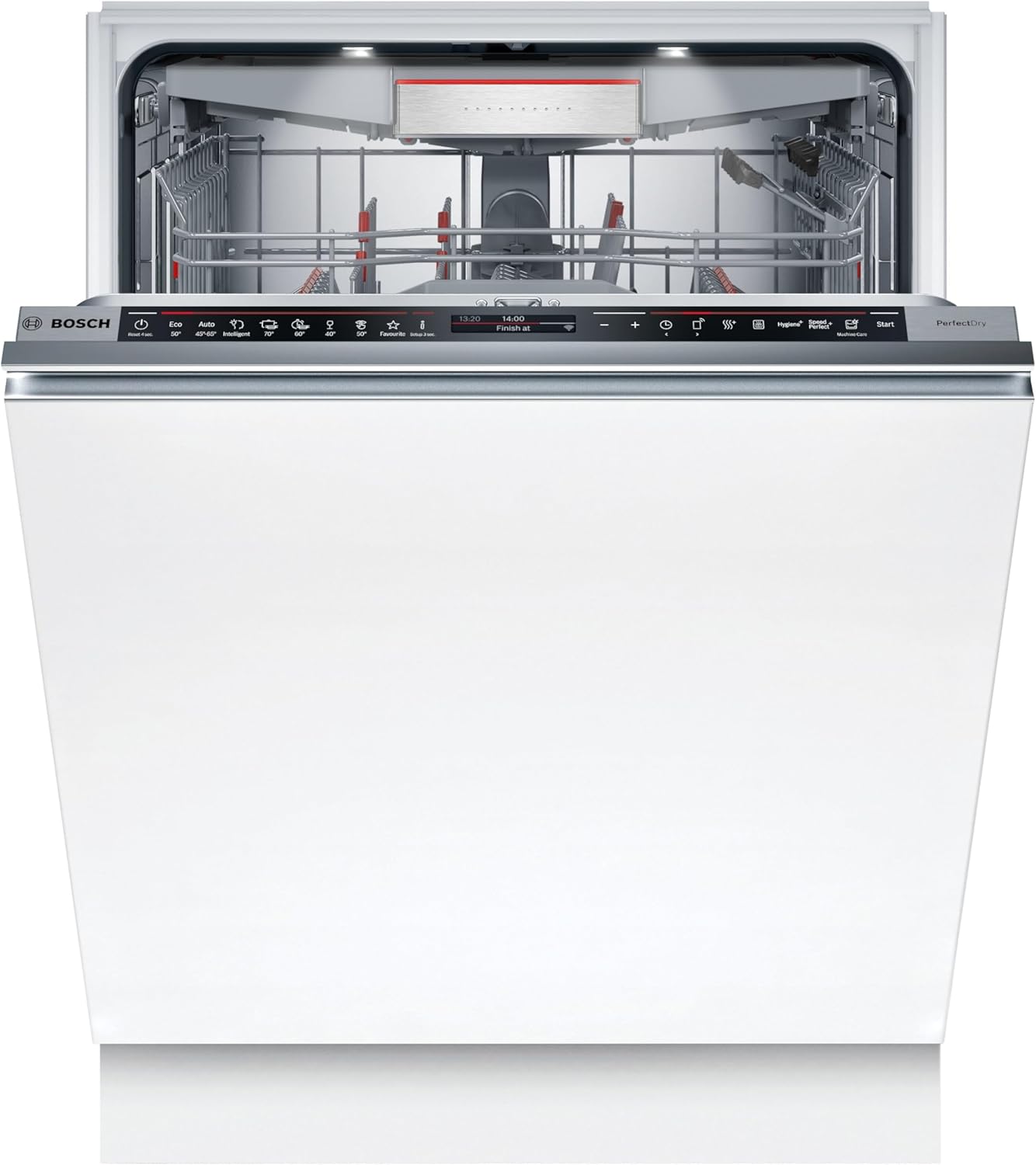 Bosch SMU4ETS08E, Serie 4, Smarter Unterbau-Geschirrspüler 60 cm, Besteckkorb, Spülmaschine mit Programmassistent, besonders Leise, höhenverstellbarer Oberkorb, Automatische Türöffnung, Edelstahl