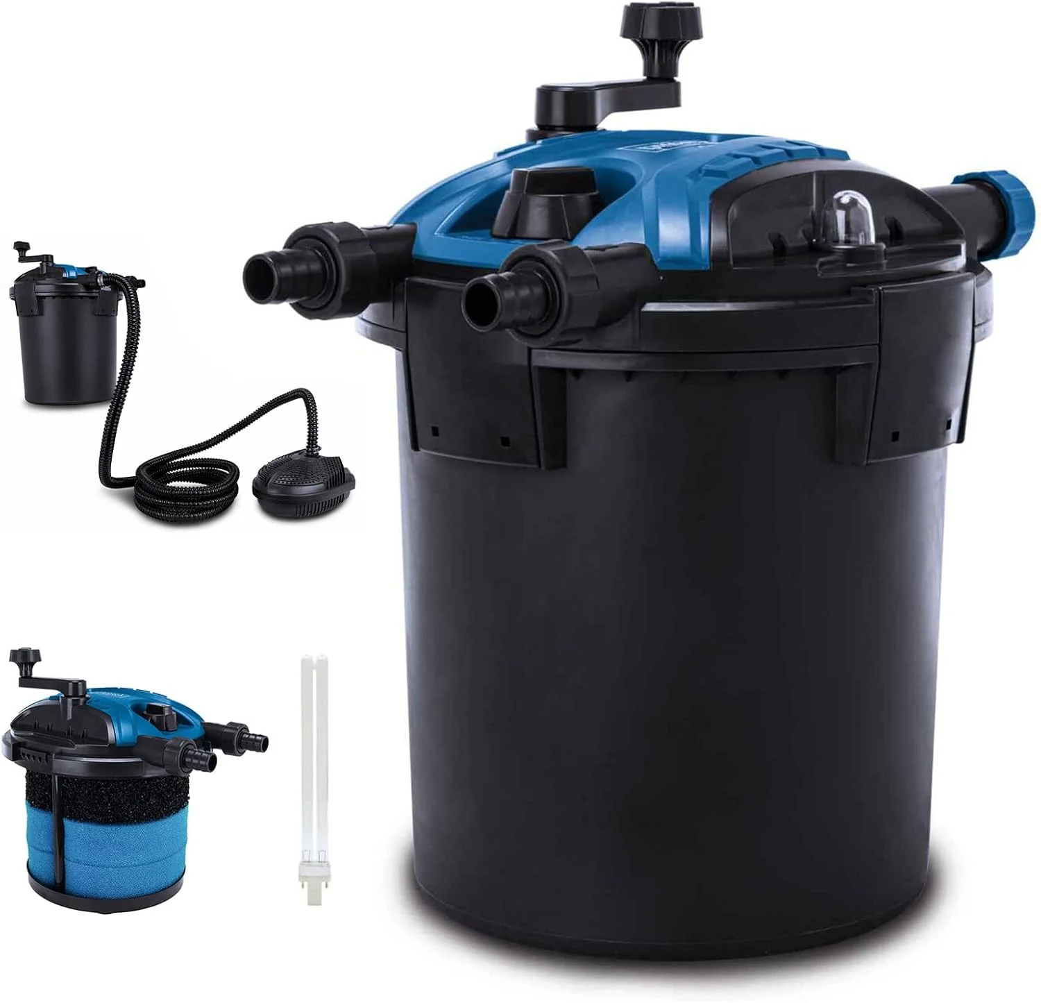 Scheppach Teichdruckfilter Komplettset PFS8000 | f��r Teiche bis 8000 Liter | F?rdermenge 4000 L/h | 11 W UV-C Kl?rer mit Spin Clean | int. Schmutzanzeige | 9,5L Tank | Teichfilter Druckteichfilter