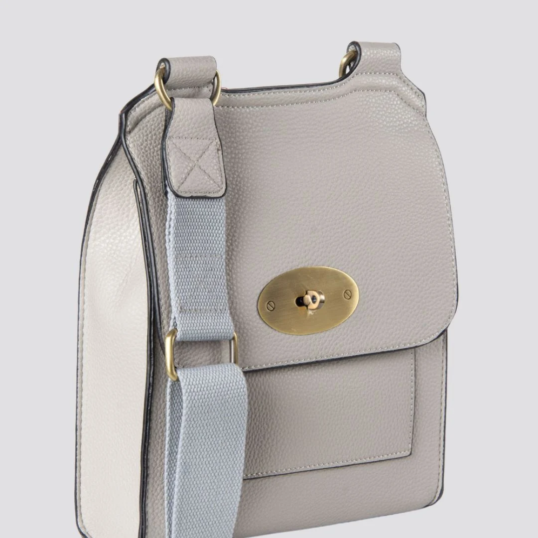 Lily Crossbody Messenger Bag | Pale Grey