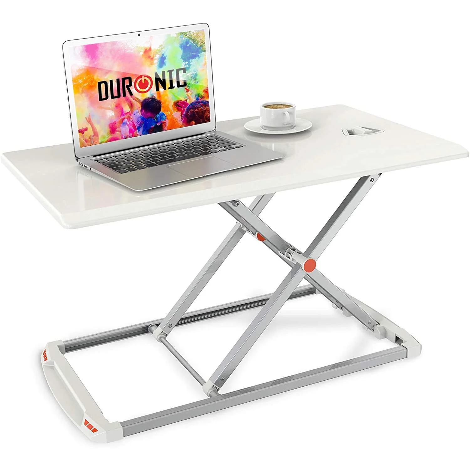 Duronic Zit-Sta Bureau DM05D11 WE [WIT] | Hoogte Verstelbare Werkplek | Platform 74x43 cm | Verstelbaar van 5�C40 cm | Opzetstuk voor PC, Computer of Laptop | Ergonomische Desktop Tafelconverter
