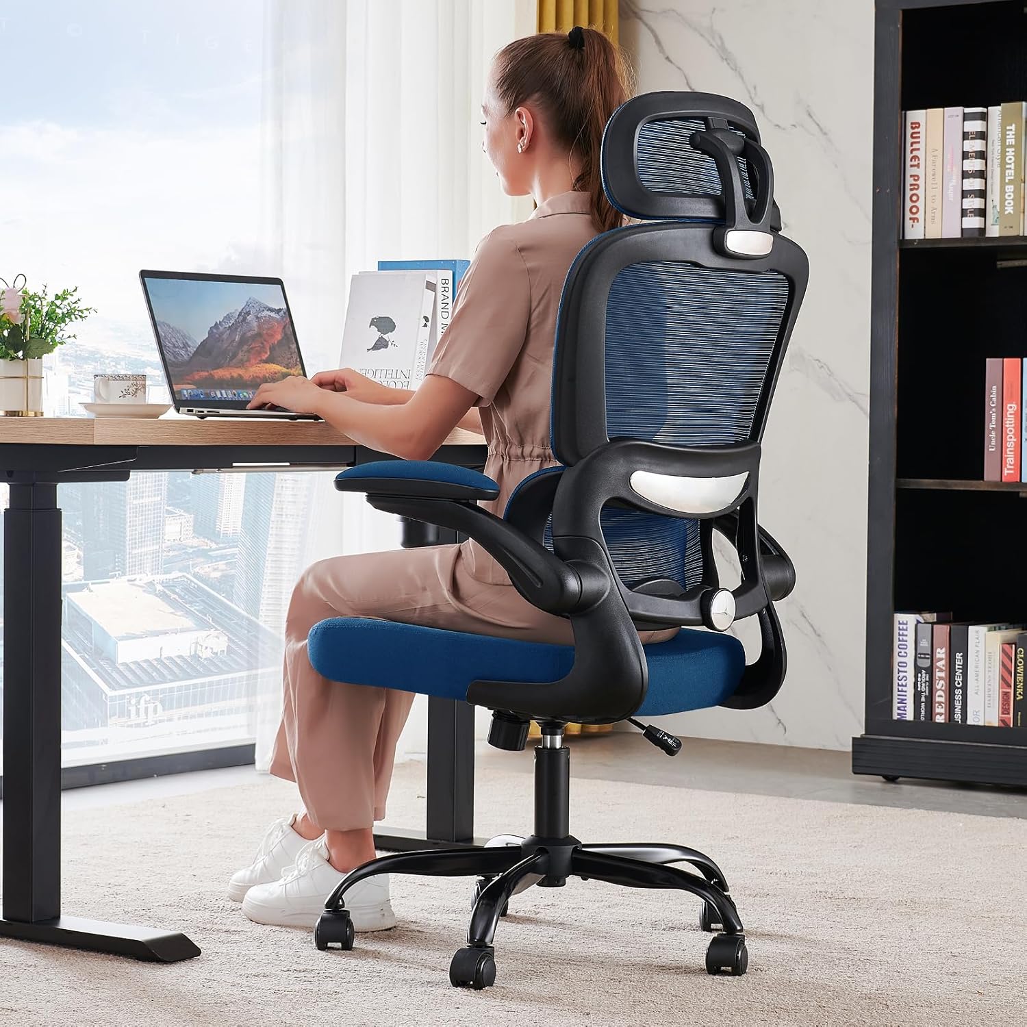 Office Chair Ergonomic Desk Chair, 330 lbs Home Mesh Desk Chair with Wheels, Comfortable Gaming Chair, High Back Office Chair