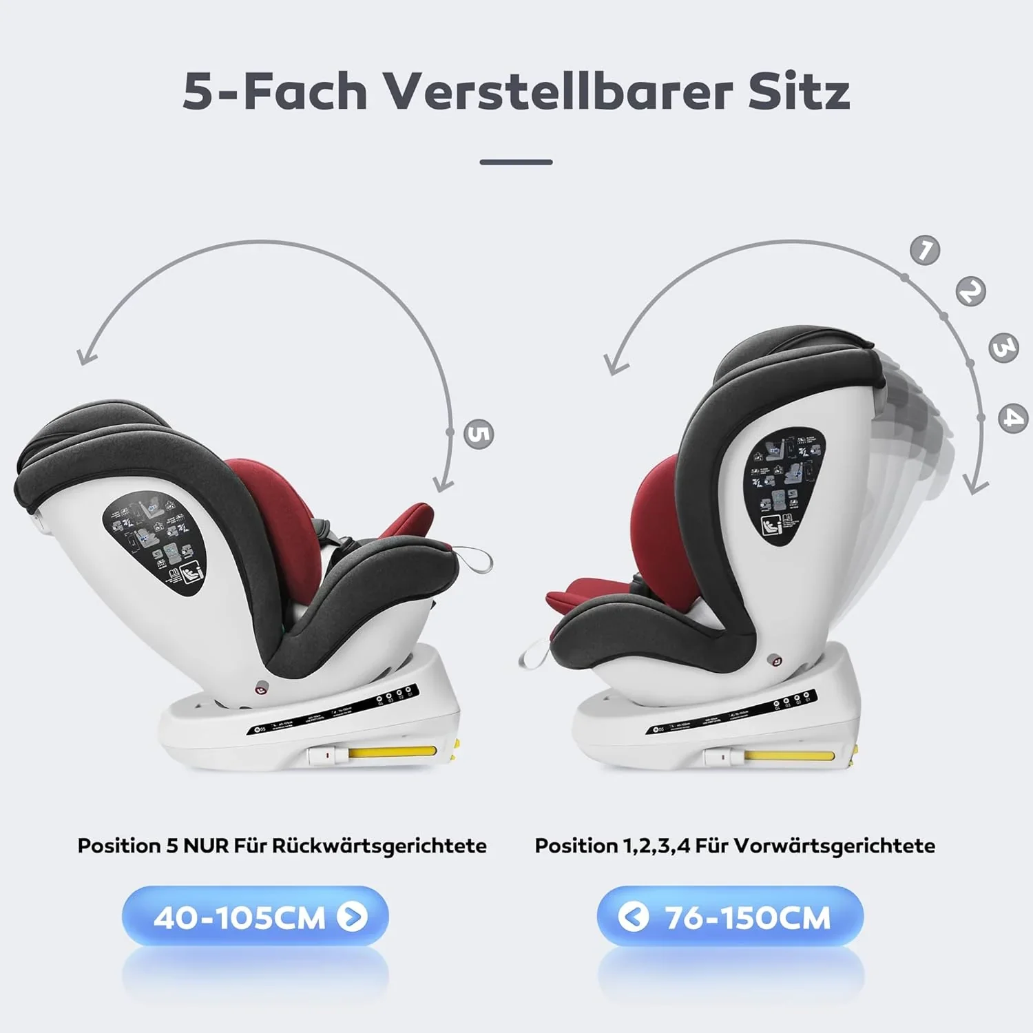 Miophy I-Size 360��drehbar Kindersitz, Gruppe 0+1/2/3, 0-12 Jahre, 40-150 cm, Baby Autositz mit isofix