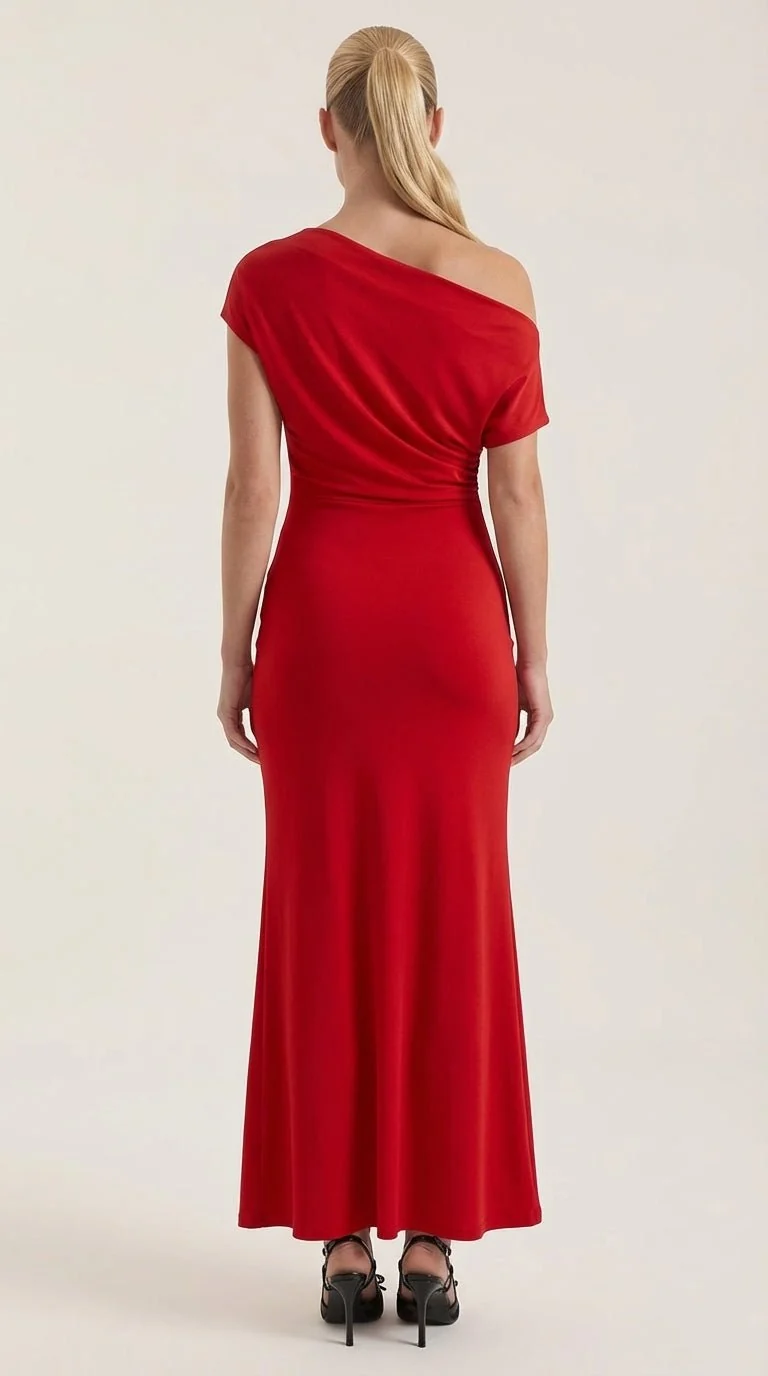 One-Shoulder-Maxikleid