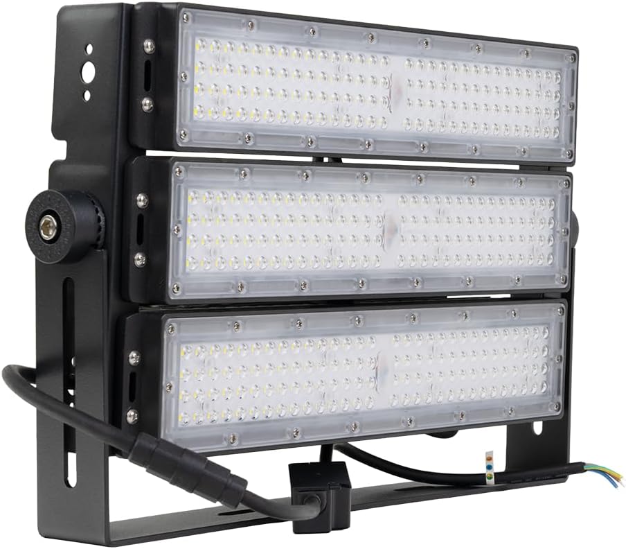 4x LED Außenstrahler 300W 5000K Neutralweiß 39000lm, IP66 Wasserdicht, IK10 Flutlicht Strahler für Stadionbeleuchtung Baustelle Sportplatz, robuste Industrieleuchte für außen