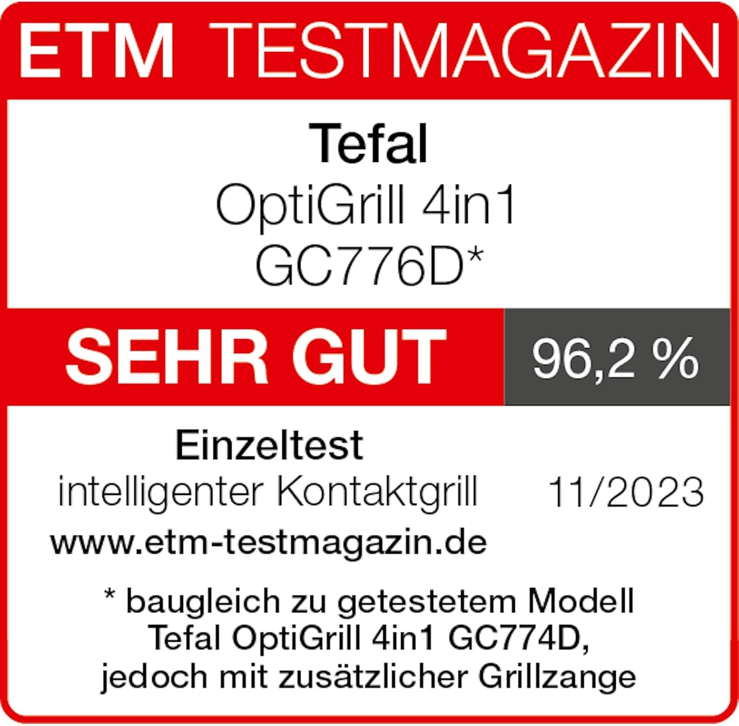Tefal OptiGrill 4in1 Kontaktgrill mit Backschale, Aufklappbar, Tischgrill, 9 automatische Programme, Garstufenanzeige, spülmaschinengeeignete Teile, Elektrogrill, Backofen, GC776D10