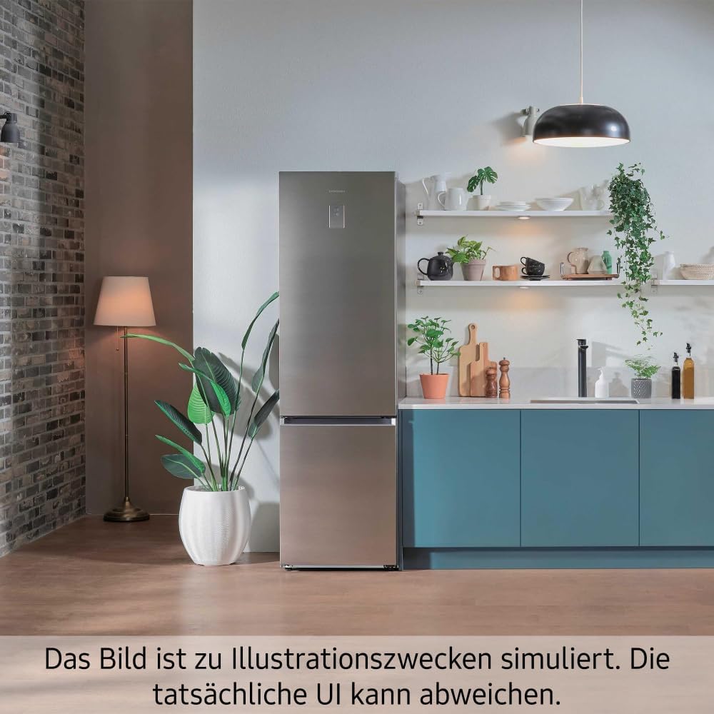 Samsung Kühl-Gefrier-Kombination, Kühlschrank mit Gefrierfach, 185 cm, 341 l Gesamtvolumen, 114 l Gefrierteil, AI Energy Mode, Wasserspender, Edelstahl-Look, RL34C652CSA/EG