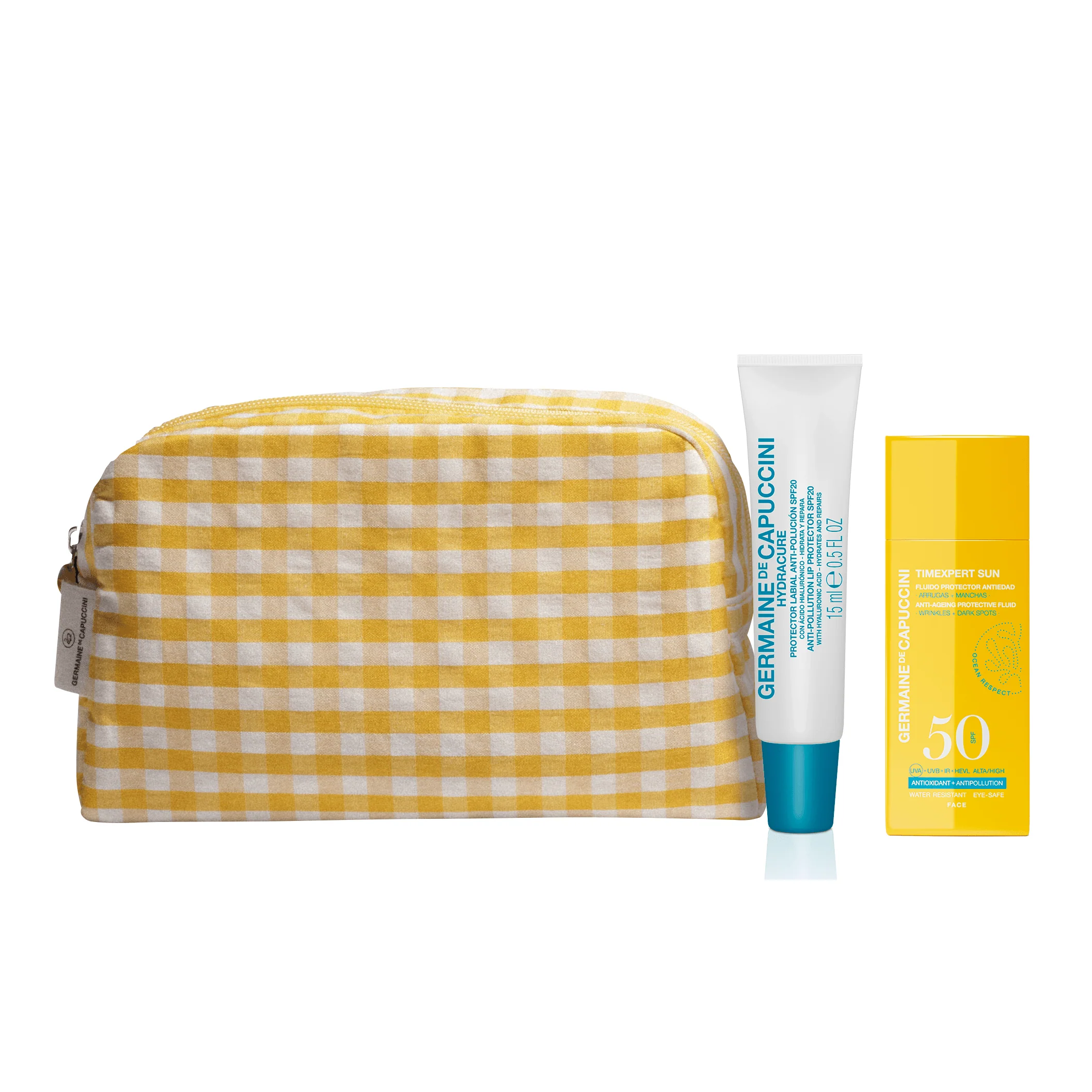 T Sun Bag with Anti-Ageing Protective Fluid SPF50 and Hydracure Lip Protection SPF 20