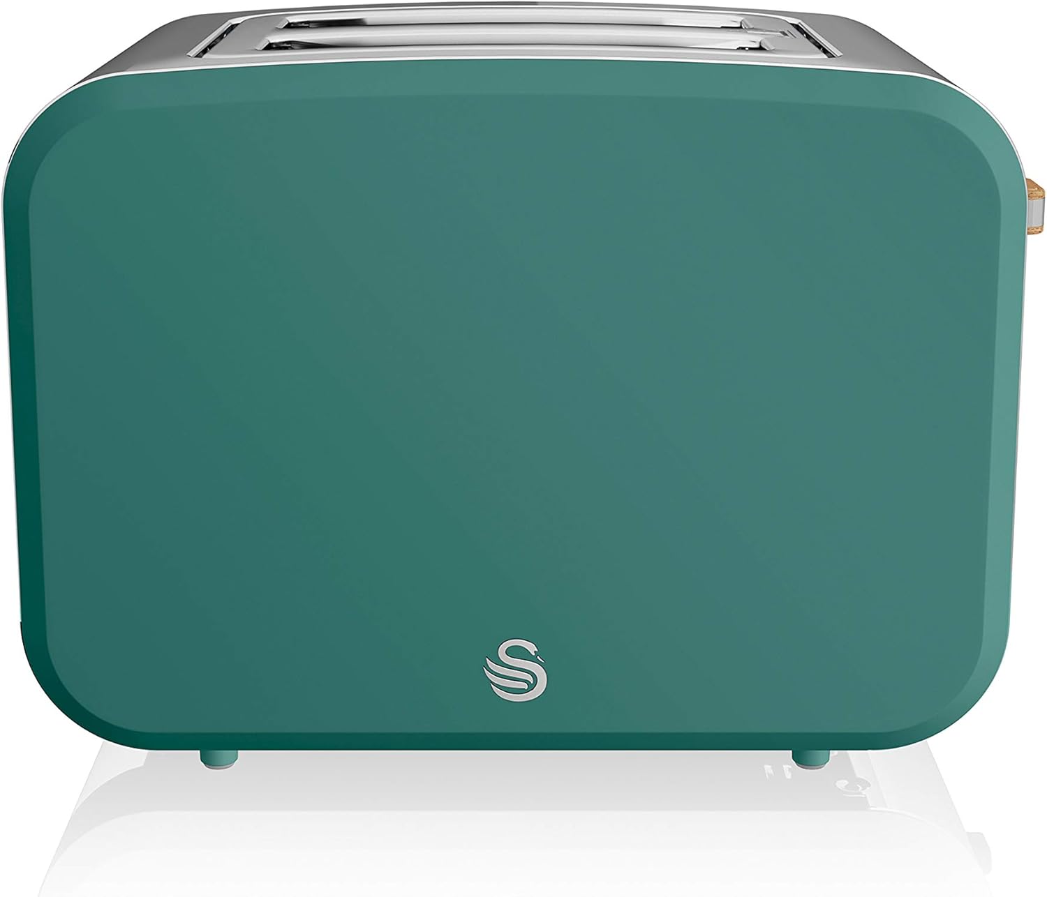 Swan Nordic Frühstücksset, Wasserkocher, 1,7 l, 2200 W, Breitschlitz-Toaster, 2 Scheiben, digitale Mikrowelle 20 l, modernes Design, Holzoptik, Grün