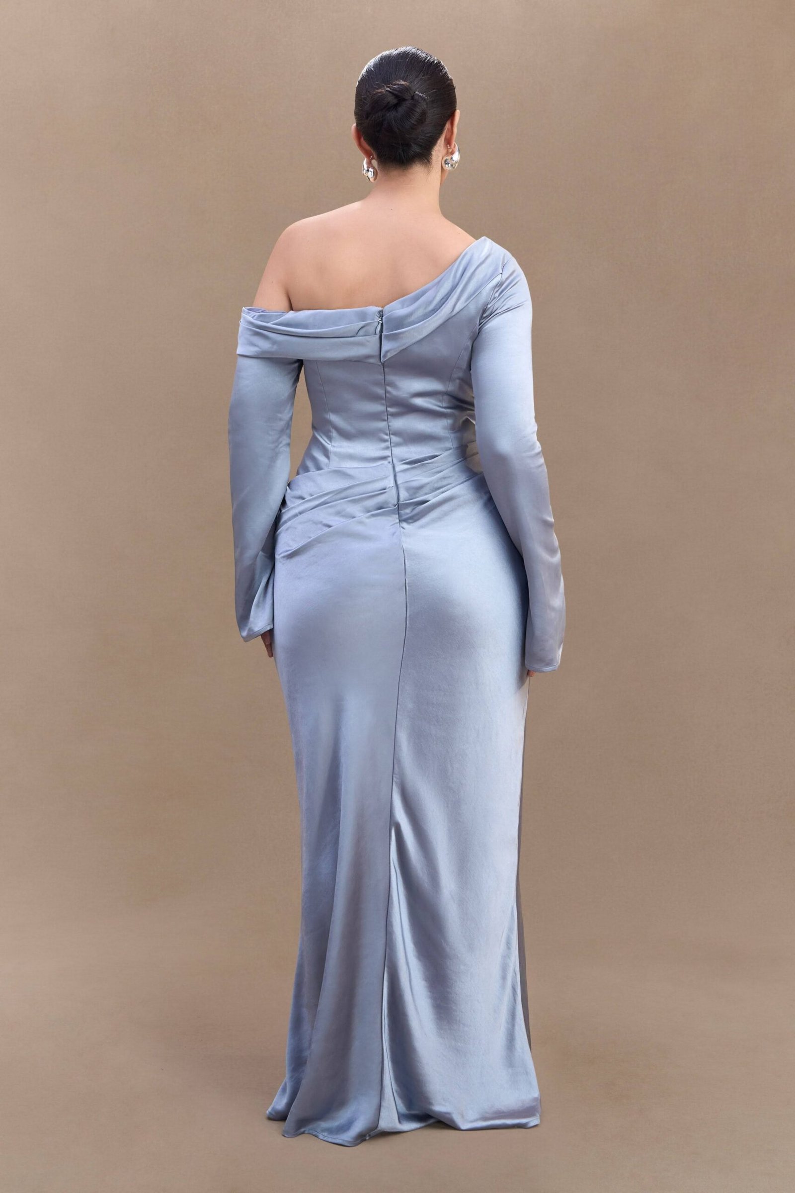 meshki Iris Long Sleeve Satin Maxi Dress