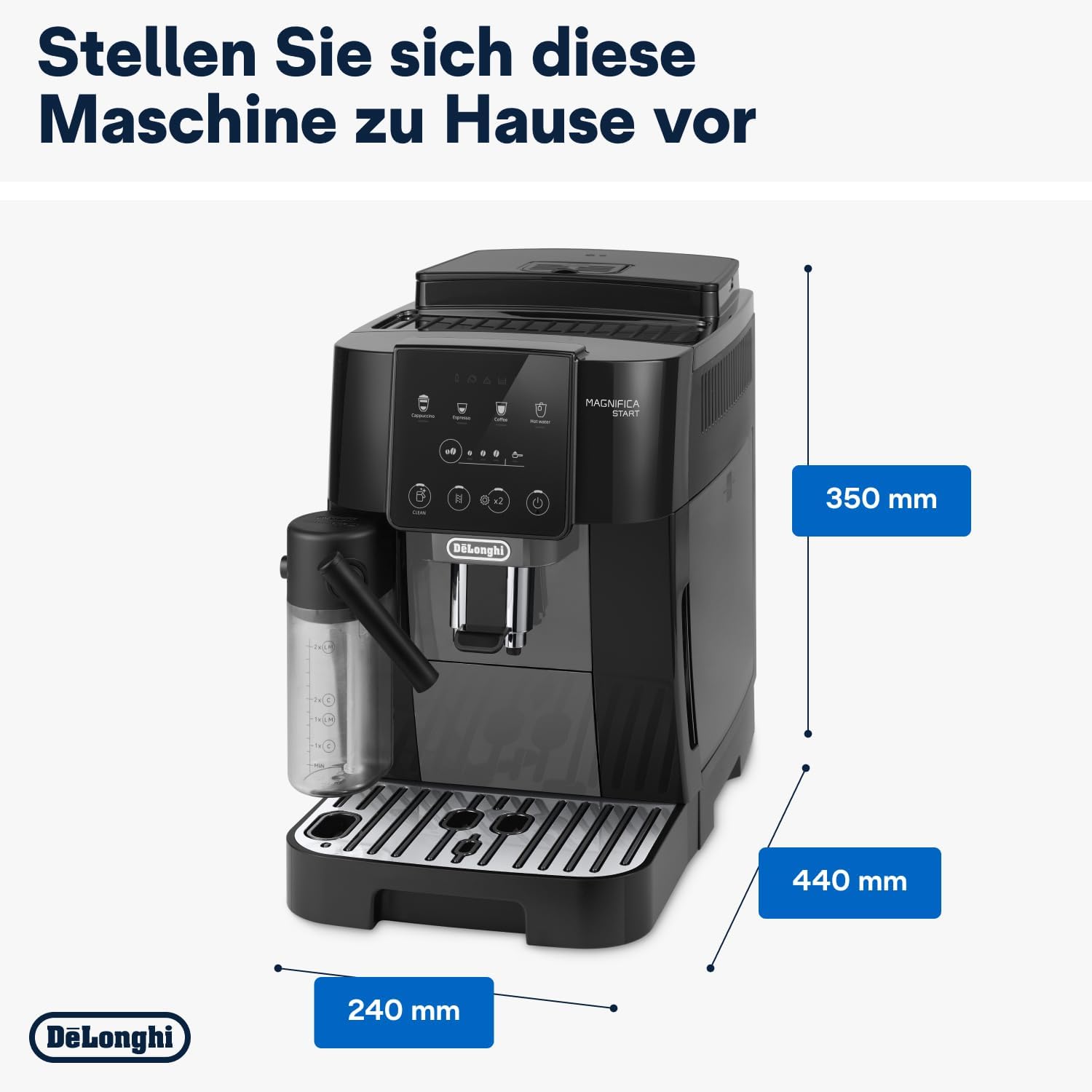 De'Longhi Magnifica S ECAM 22.110.B Kaffeevollautomat mit Milchaufschäumdüse für Cappuccino, mit Espresso Direktwahltasten und Drehregler, 2-Tassen-Funktion, 1,8 Liter Wassertank, Schwarz/Silber